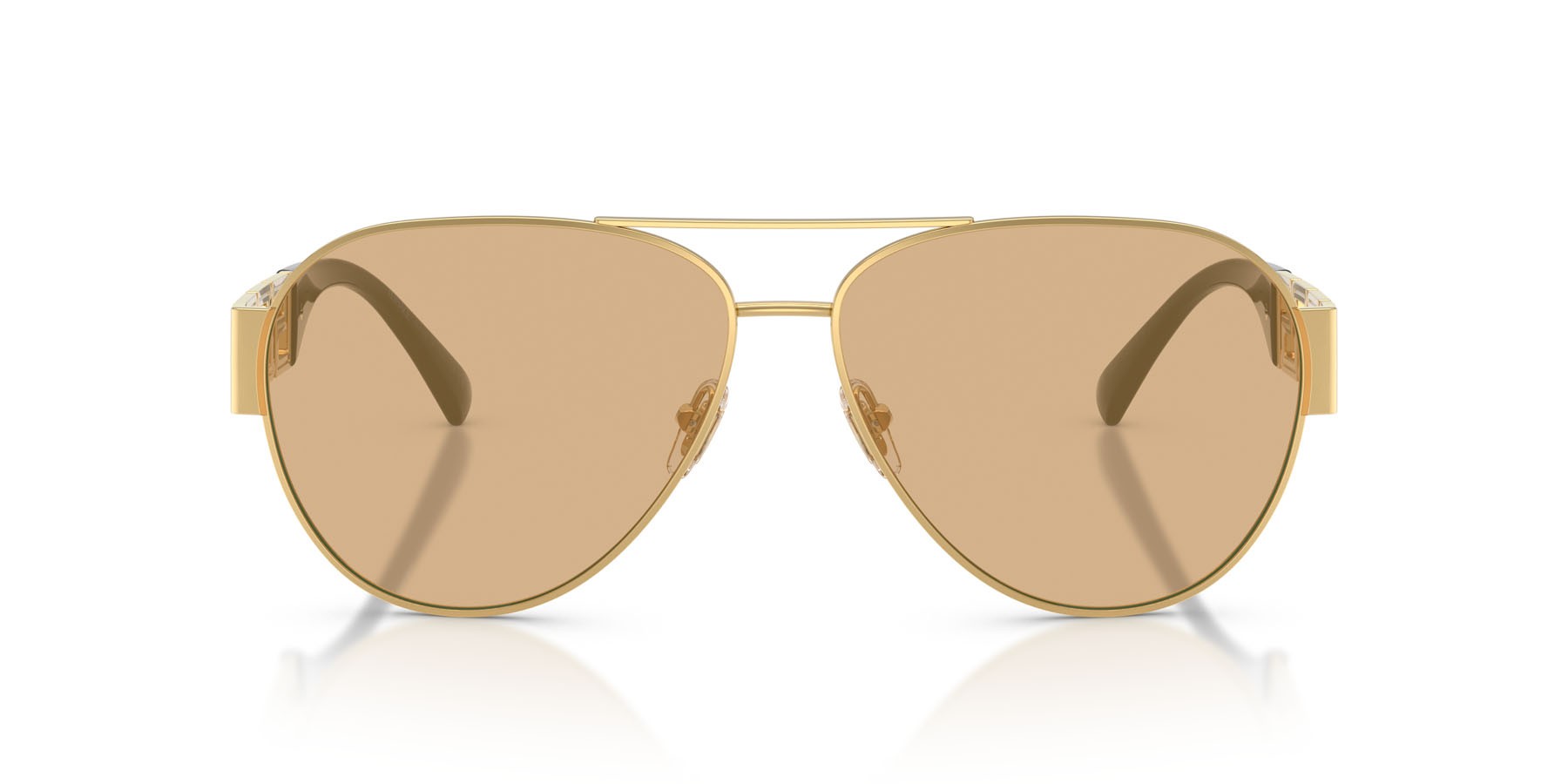 Occhiali da sole Versace VE 2289 (1002D8) colore oro forma aviator lenti giallo chiaro specchiata interno argento