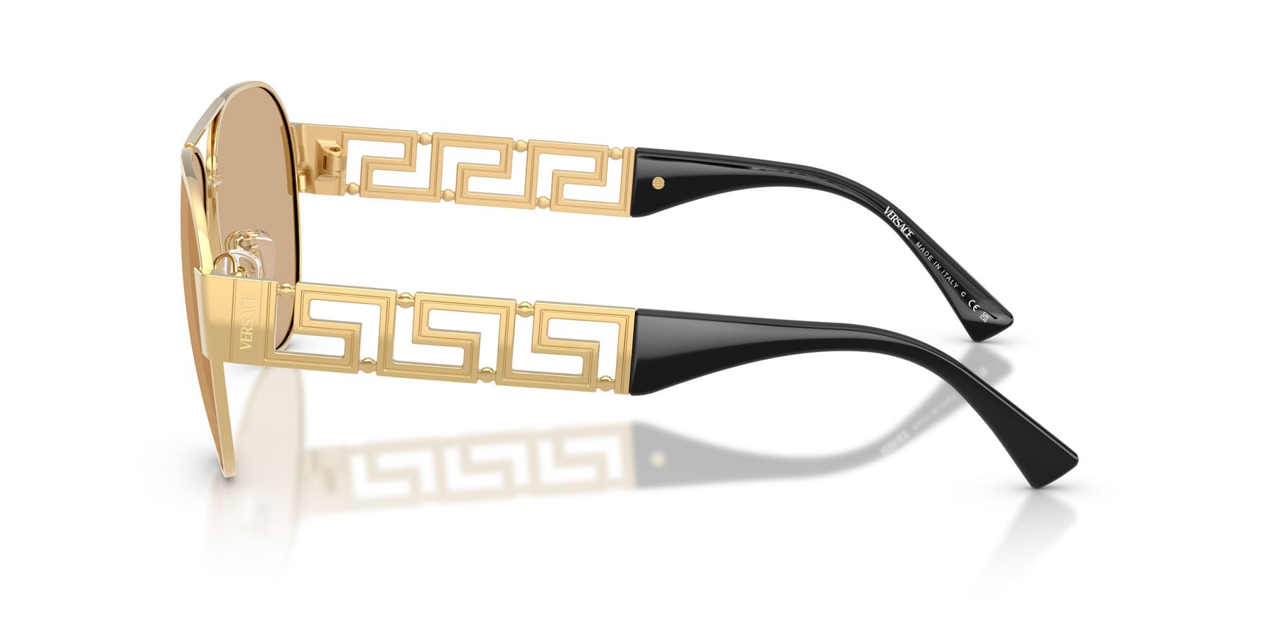 Occhiali da sole Versace VE 2289 (1002D8) colore oro forma aviator lenti giallo chiaro specchiata interno argento