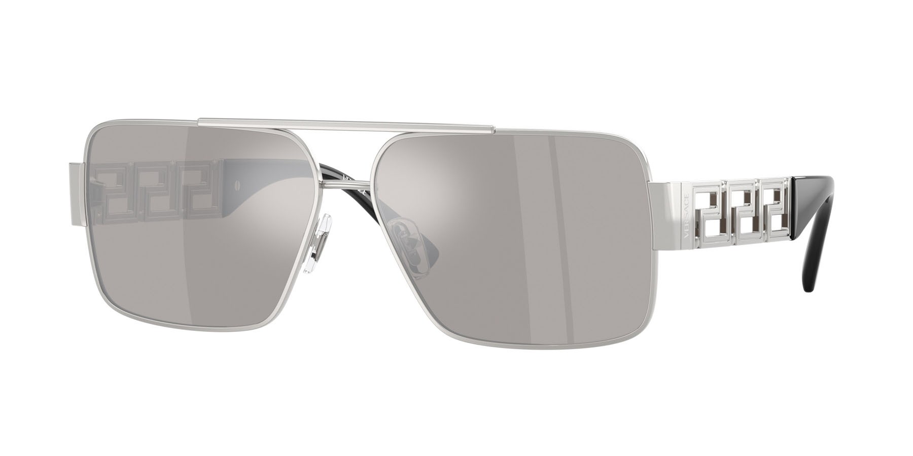 Occhiali da sole Versace VE 2290 (10016G) colore argento forma rettangolare lenti grigio chiaro specchiato argento 80