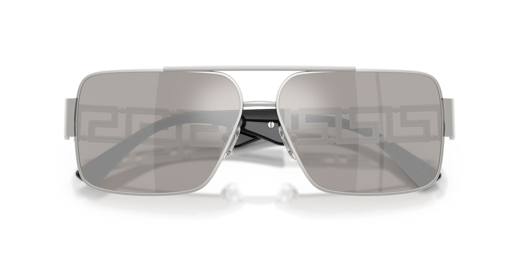 Occhiali da sole Versace VE 2290 (10016G) colore argento forma rettangolare lenti grigio chiaro specchiato argento 80