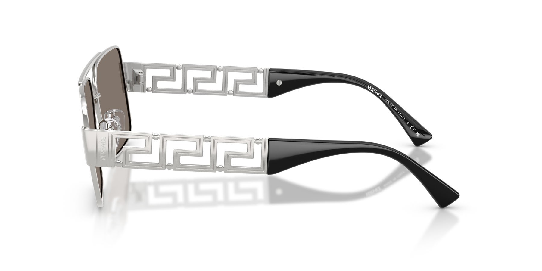 Occhiali da sole Versace VE 2290 (10016G) colore argento forma rettangolare lenti grigio chiaro specchiato argento 80