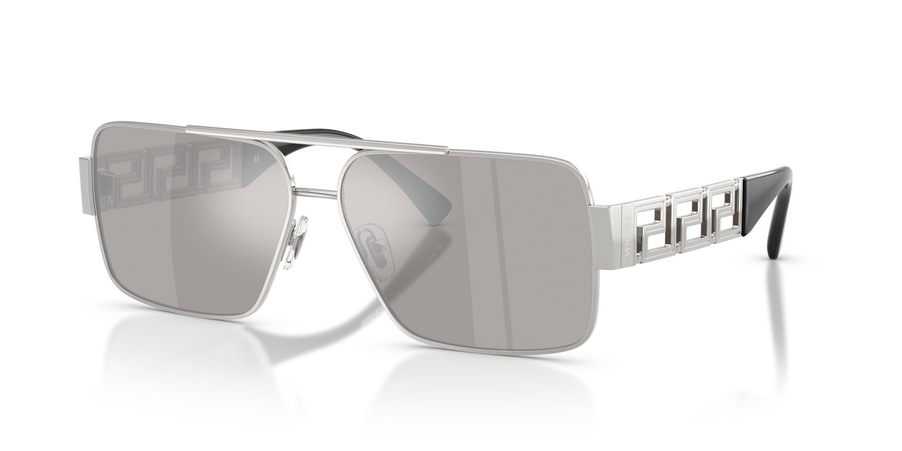 Occhiali da sole Versace VE 2290 (10016G) colore argento forma rettangolare lenti grigio chiaro specchiato argento 80