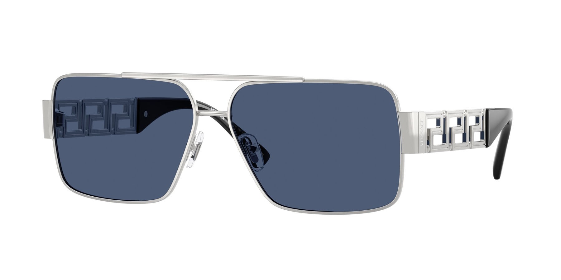 Occhiali da sole Versace VE 2290 (100180) colore argento forma rettangolare lenti blu scuro