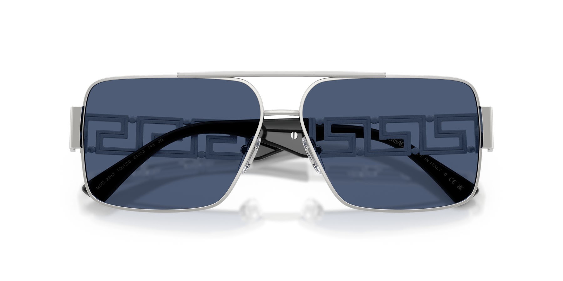 Occhiali da sole Versace VE 2290 (100180) colore argento forma rettangolare lenti blu scuro