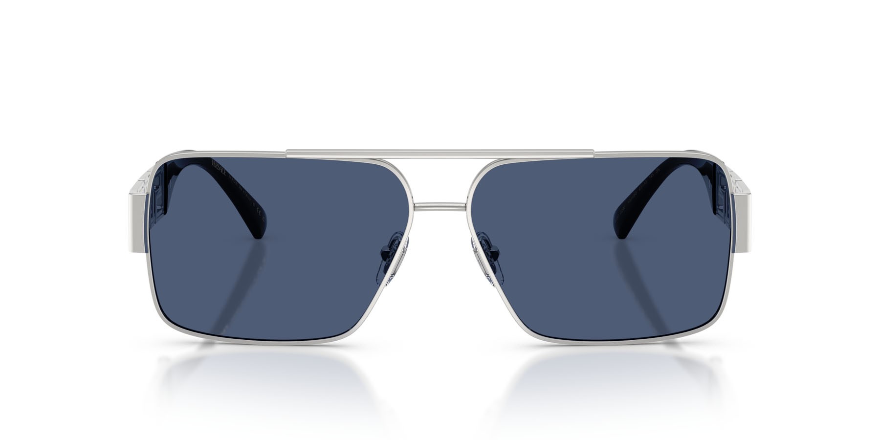 Occhiali da sole Versace VE 2290 (100180) colore argento forma rettangolare lenti blu scuro