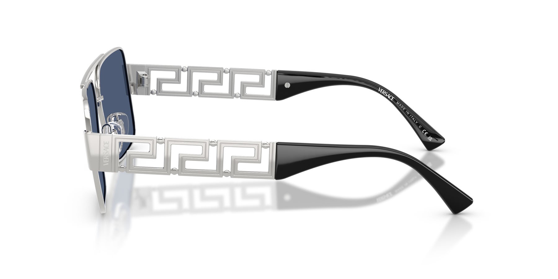 Occhiali da sole Versace VE 2290 (100180) colore argento forma rettangolare lenti blu scuro