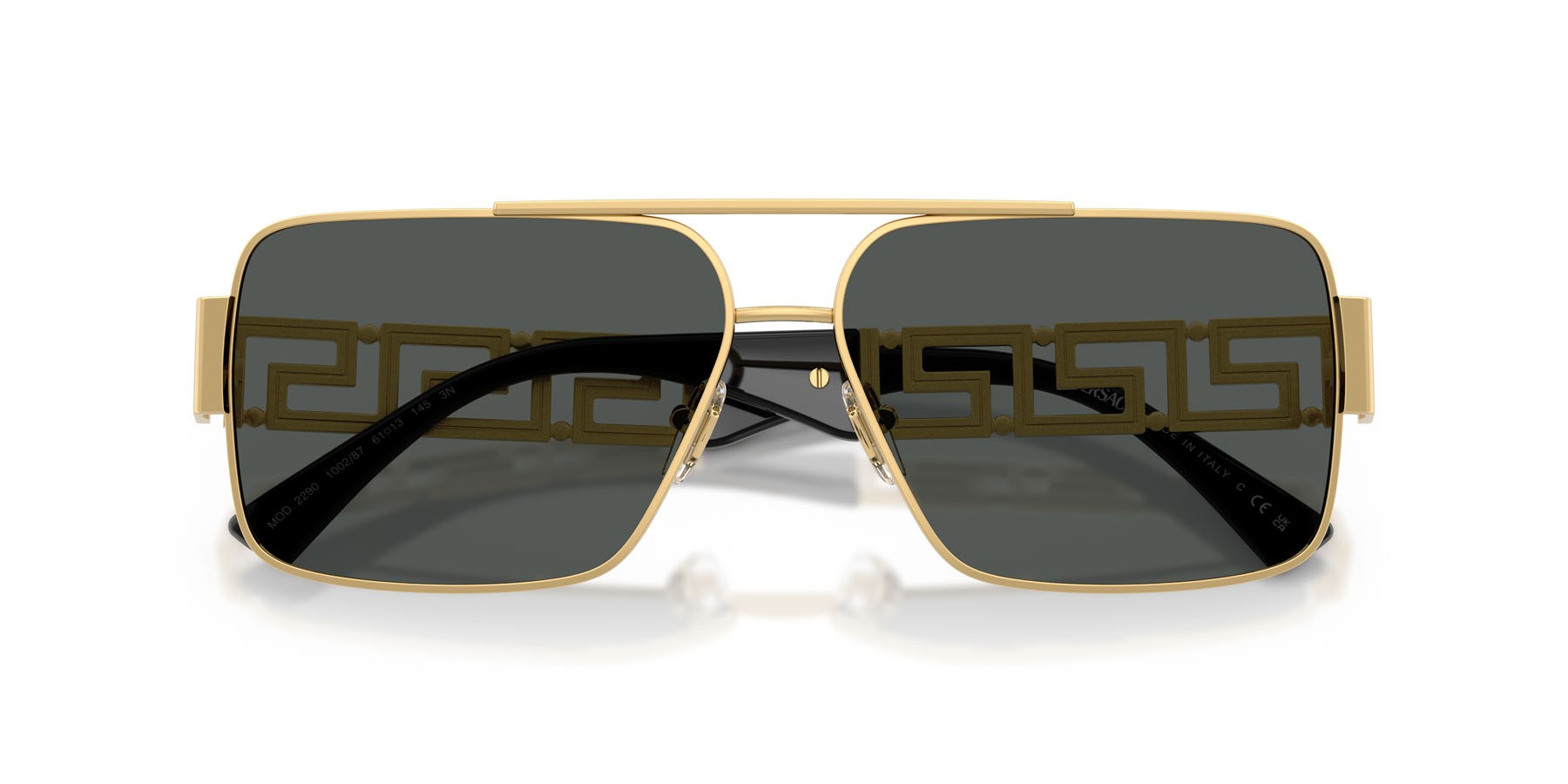 Occhiali da sole Versace VE 2290 (100287) colore oro forma rettangolare lenti grigio scuro