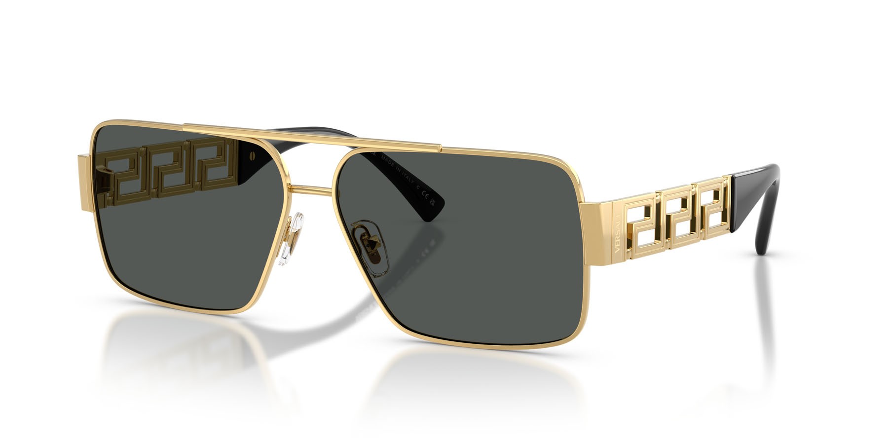 Occhiali da sole Versace VE 2290 (100287) colore oro forma rettangolare lenti grigio scuro