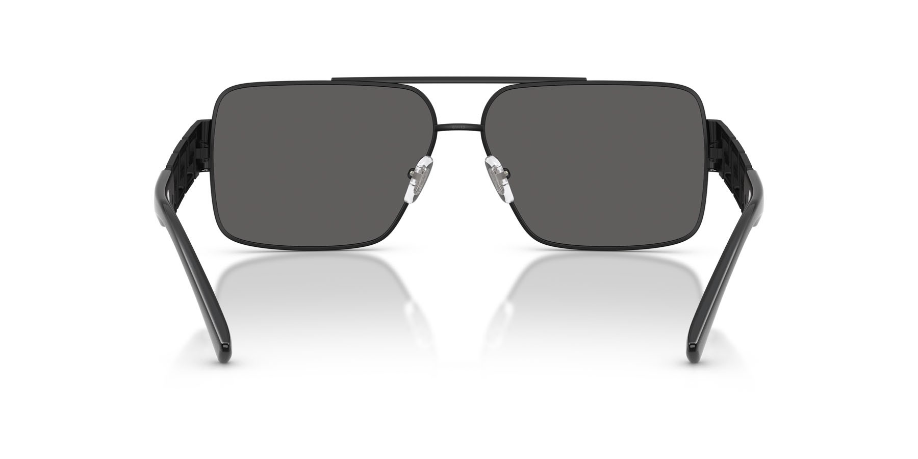 Occhiali da sole Versace VE 2290 (12616G) colore nero opaco forma rettangolare lenti grigio scuro specchiato argento