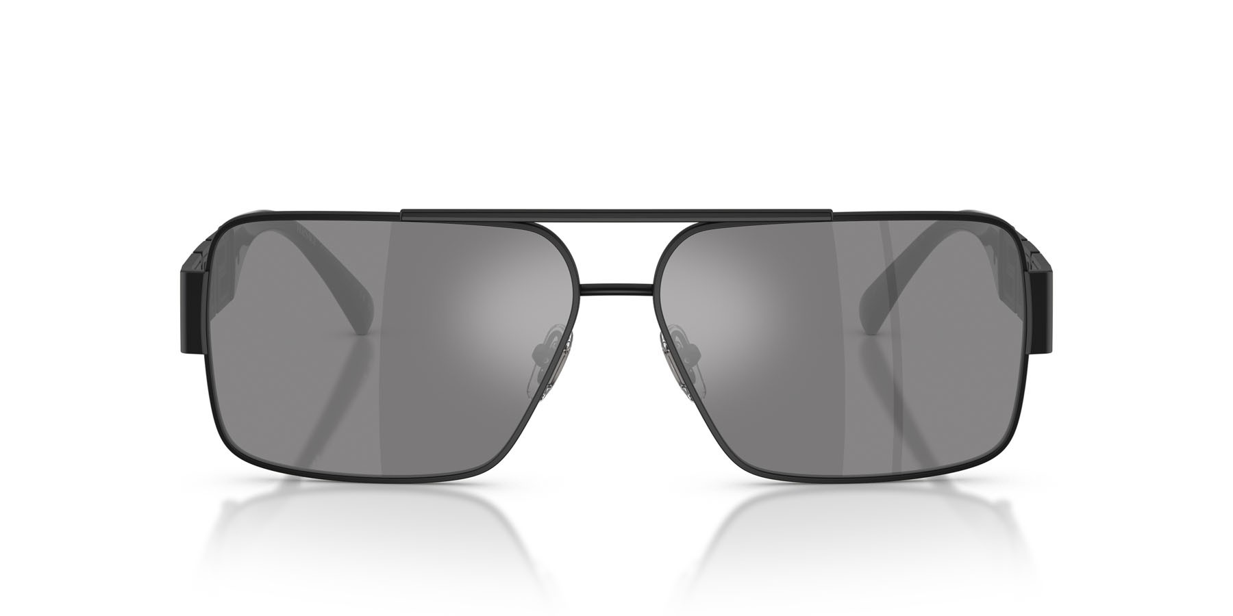 Occhiali da sole Versace VE 2290 (12616G) colore nero opaco forma rettangolare lenti grigio scuro specchiato argento