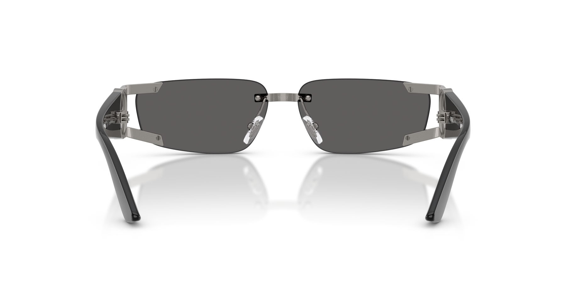 Occhiali da sole Versace VE 2291 (10006G) colore gunmetal forma rettangolare lenti grigio scuro specchiato argento