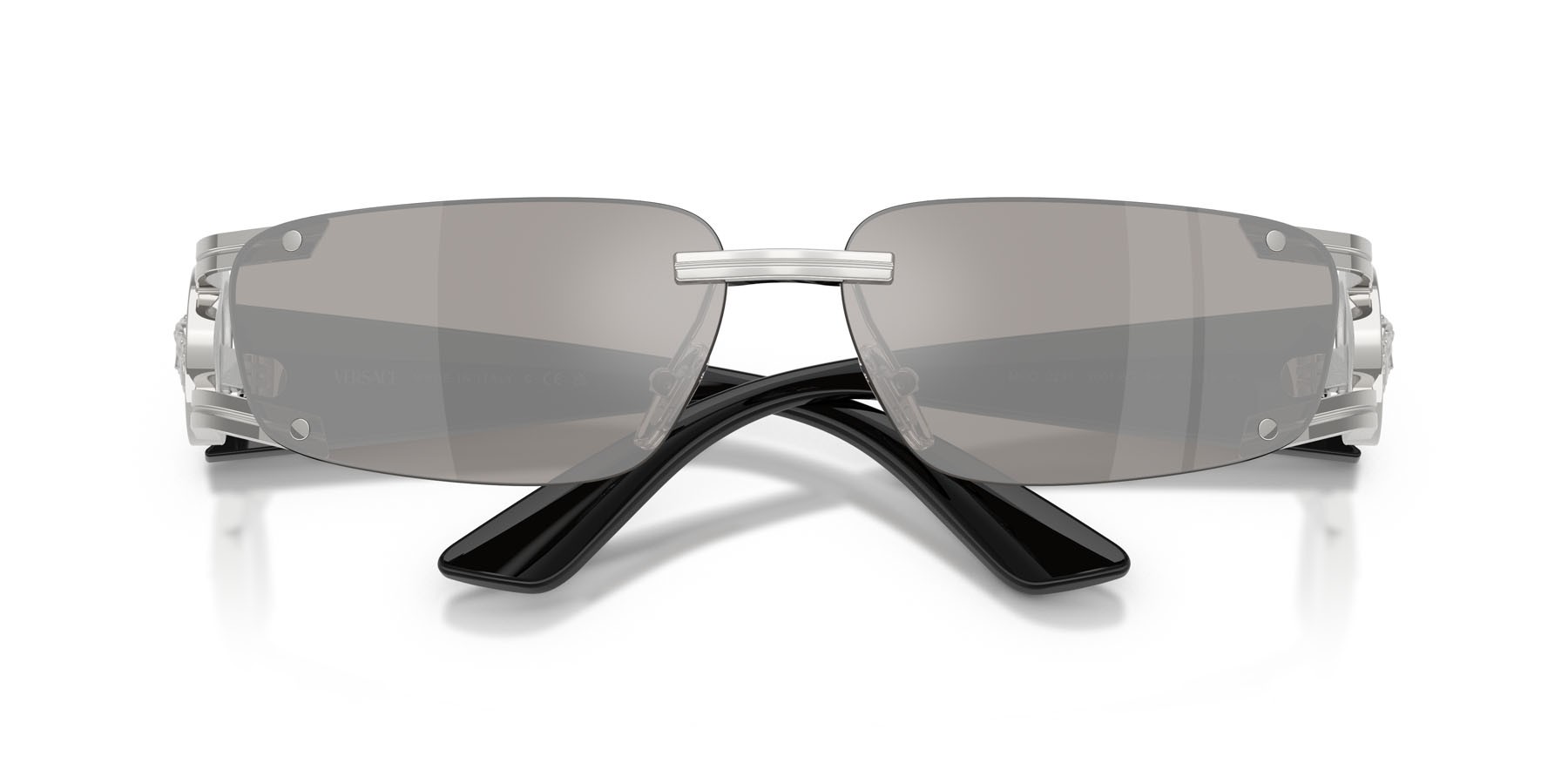 Occhiali da sole Versace VE 2291 (10016G) colore argento forma rettangolare lenti grigio chiaro specchiato argento
