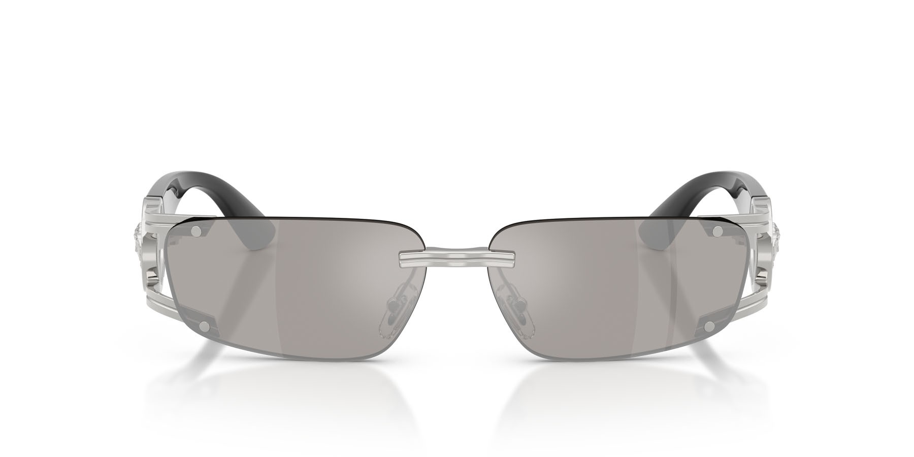 Occhiali da sole Versace VE 2291 (10016G) colore argento forma rettangolare lenti grigio chiaro specchiato argento