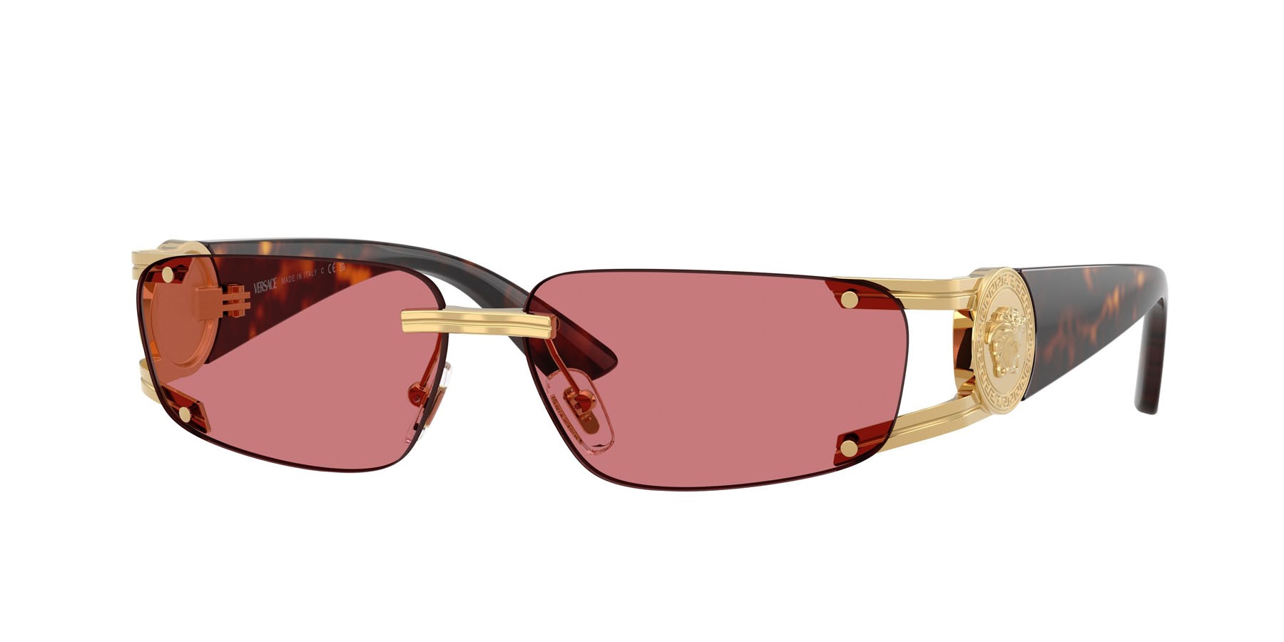 Occhiali da sole Versace VE 2291 (100275) colore oro forma rettangolare lenti red hiper 8