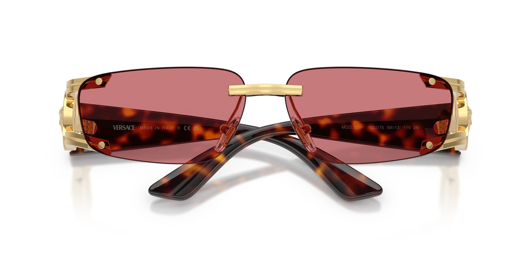 Occhiali da sole Versace VE 2291 (100275) colore oro forma rettangolare lenti red hiper 8