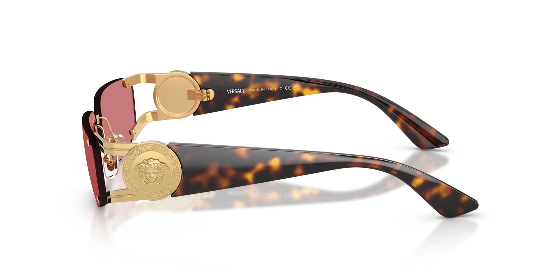 Occhiali da sole Versace VE 2291 (100275) colore oro forma rettangolare lenti red hiper 8