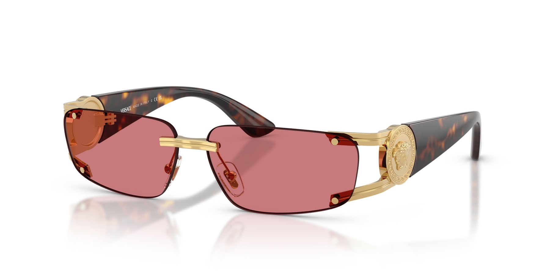 Occhiali da sole Versace VE 2291 (100275) colore oro forma rettangolare lenti red hiper 8