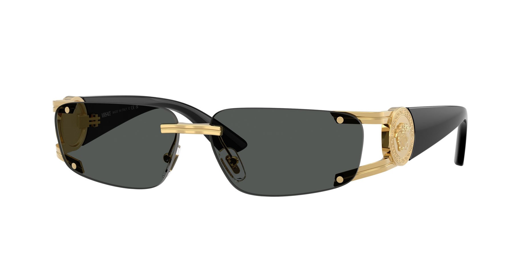 Occhiali da sole Versace VE 2291 (100287) colore oro forma rettangolare lenti grigio scuro