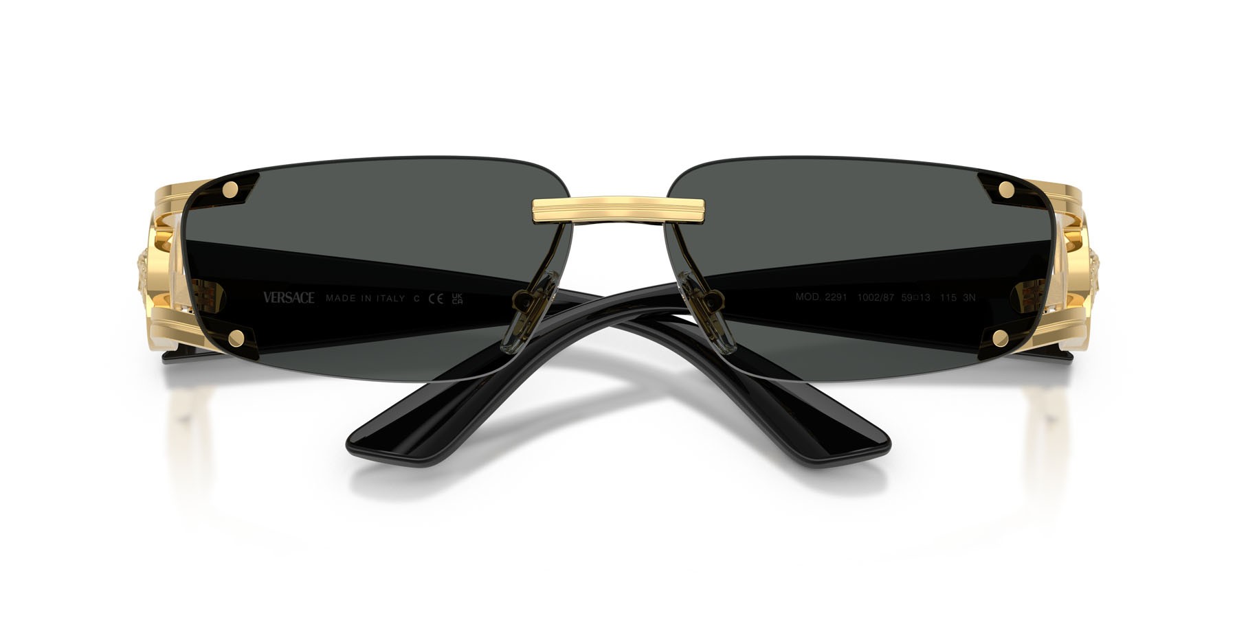 Occhiali da sole Versace VE 2291 (100287) colore oro forma rettangolare lenti grigio scuro