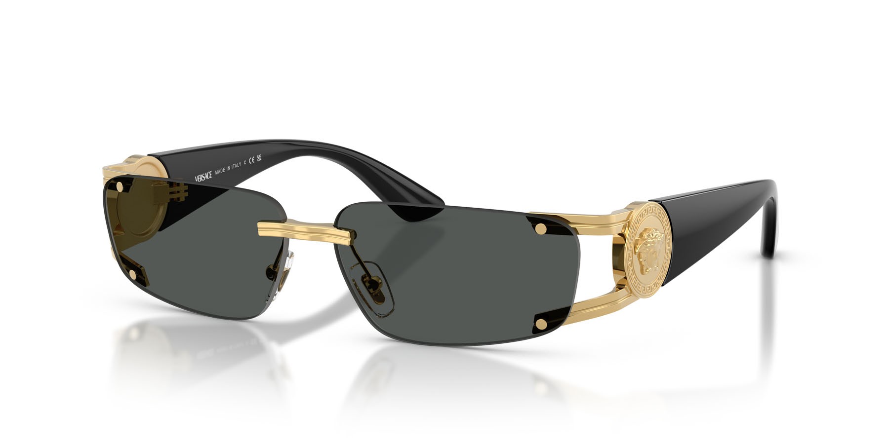 Occhiali da sole Versace VE 2291 (100287) colore oro forma rettangolare lenti grigio scuro