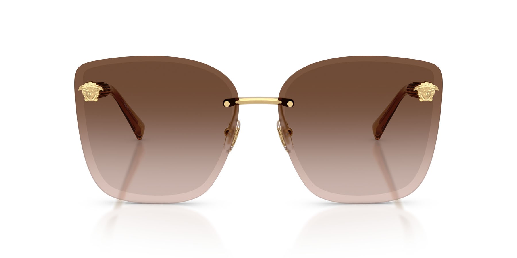 Occhiali da sole Versace VE 2292B (100213) colore oro forma cat eye lenti marrone chiaro/marrone scuro sfumato