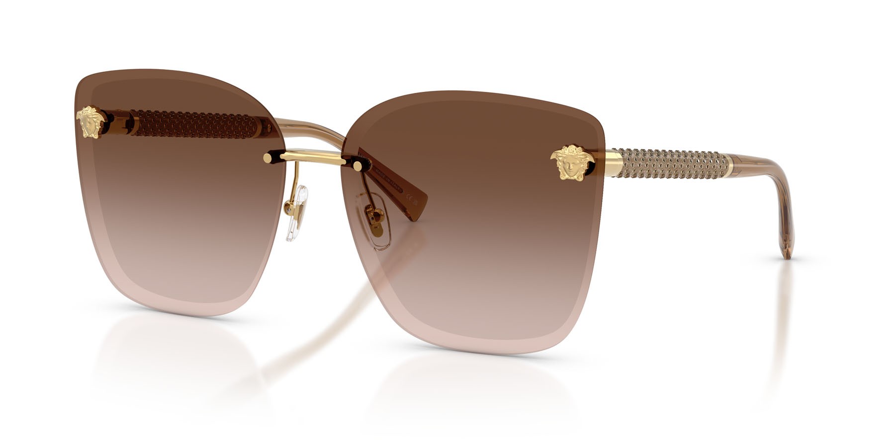 Occhiali da sole Versace VE 2292B (100213) colore oro forma cat eye lenti marrone chiaro/marrone scuro sfumato