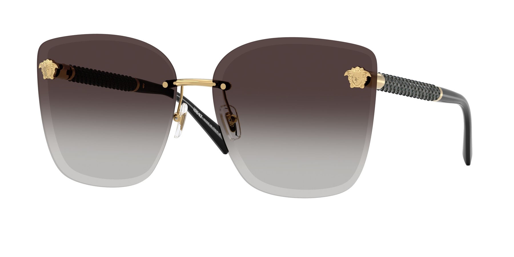 Occhiali da sole Versace VE 2292B (10028G) colore oro forma cat eye lenti sfumato grigio