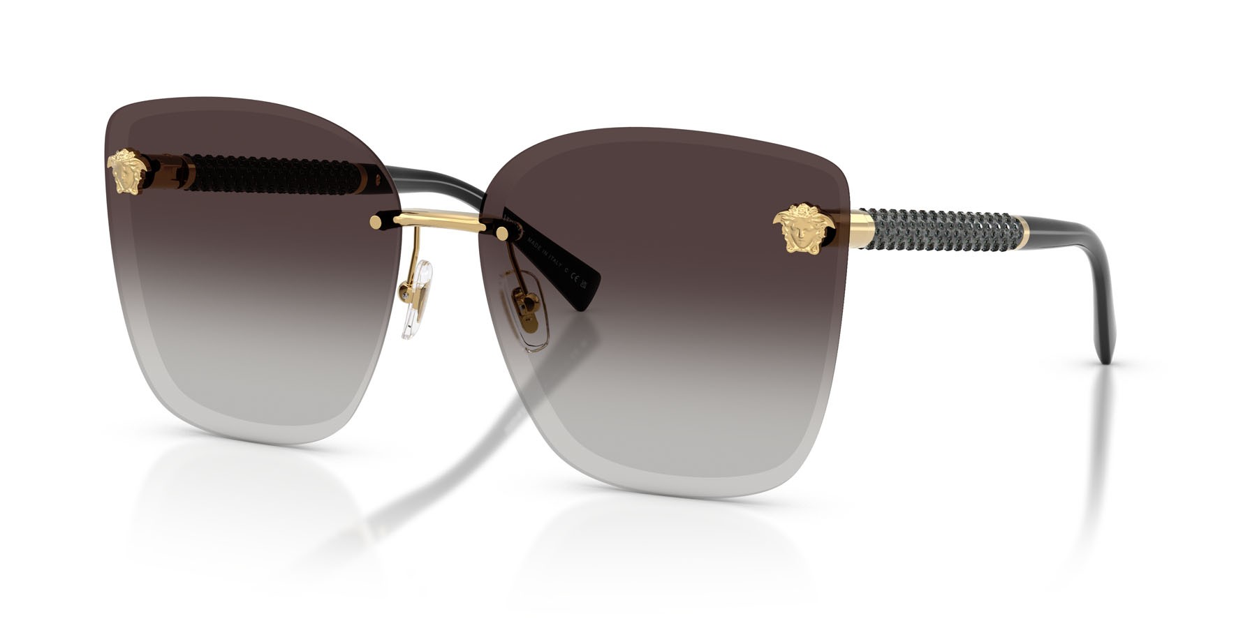 Occhiali da sole Versace VE 2292B (10028G) colore oro forma cat eye lenti sfumato grigio