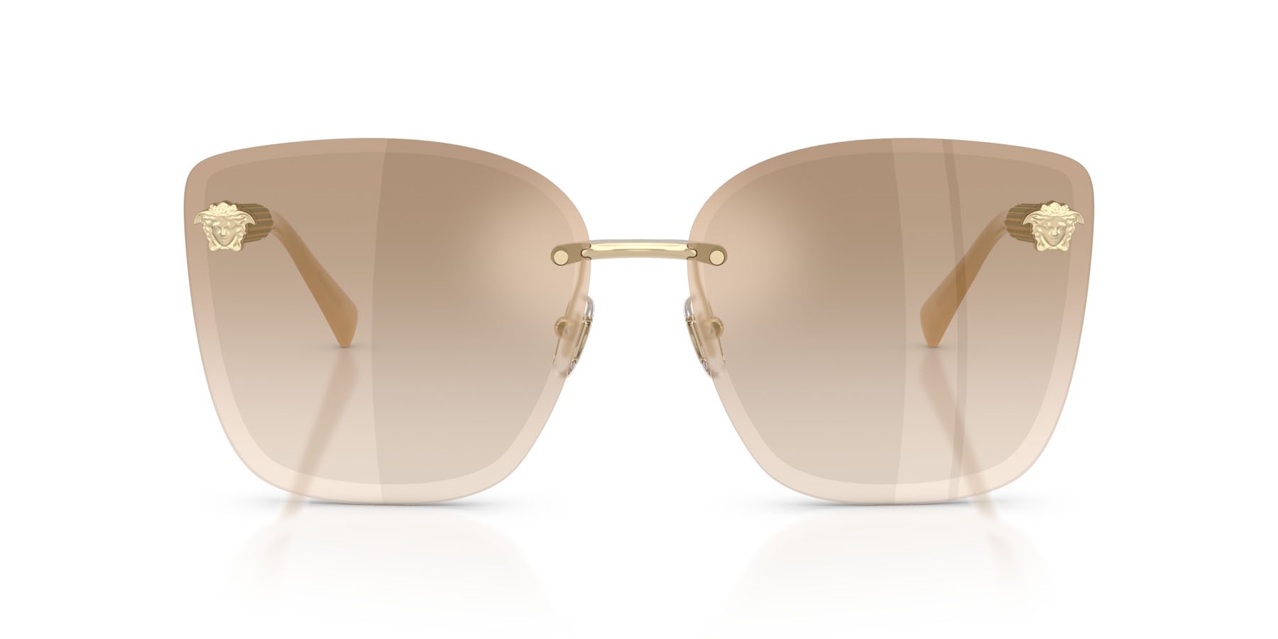 Occhiali da sole Versace VE 2292B (12625A) colore oro pallido forma cat eye lenti marrone chiaro/marrone scuro sfumato