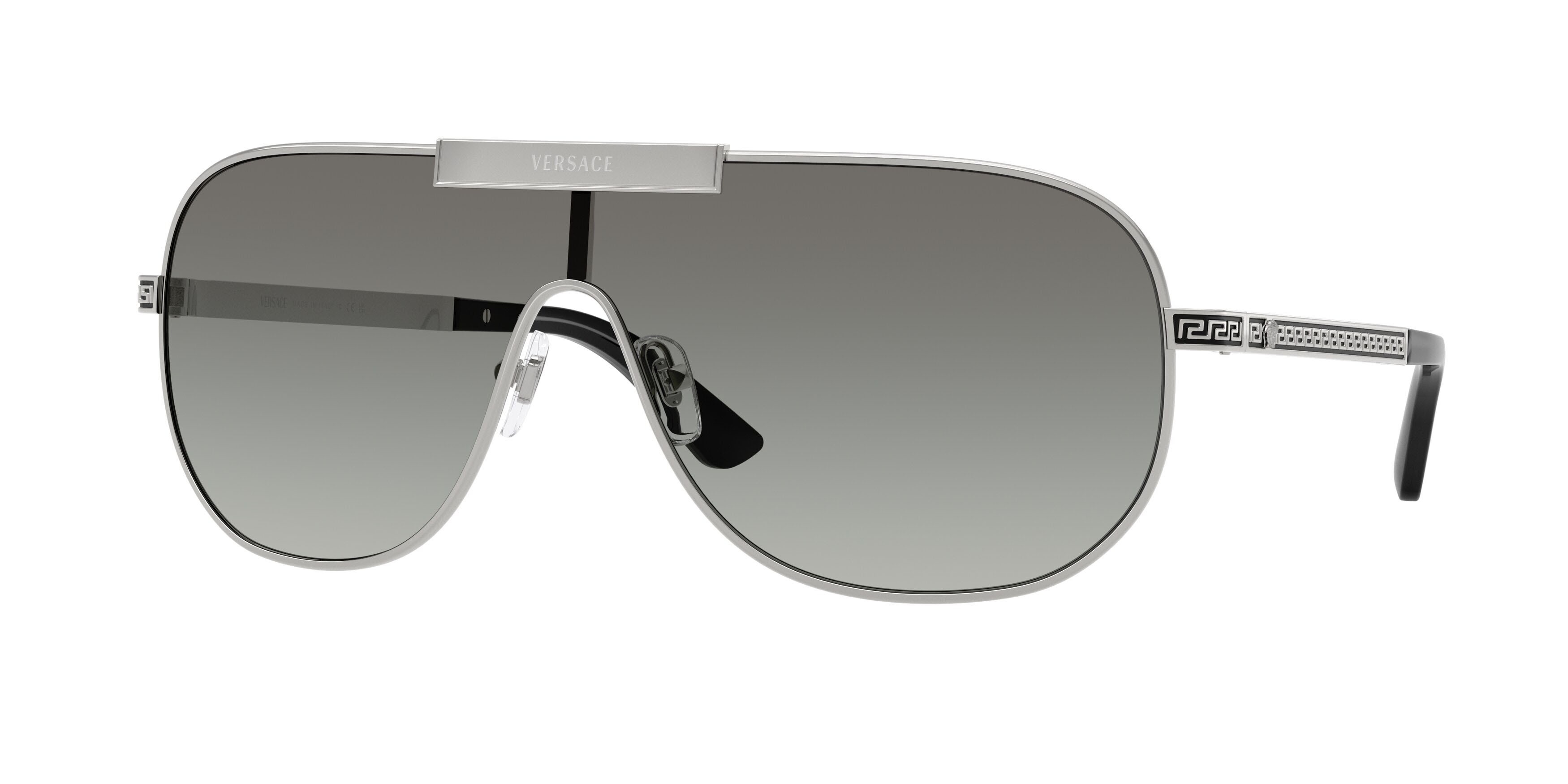 Sunglasses Versace VE 2293 (100011) color argento shape irregular lenses sfumato grigio