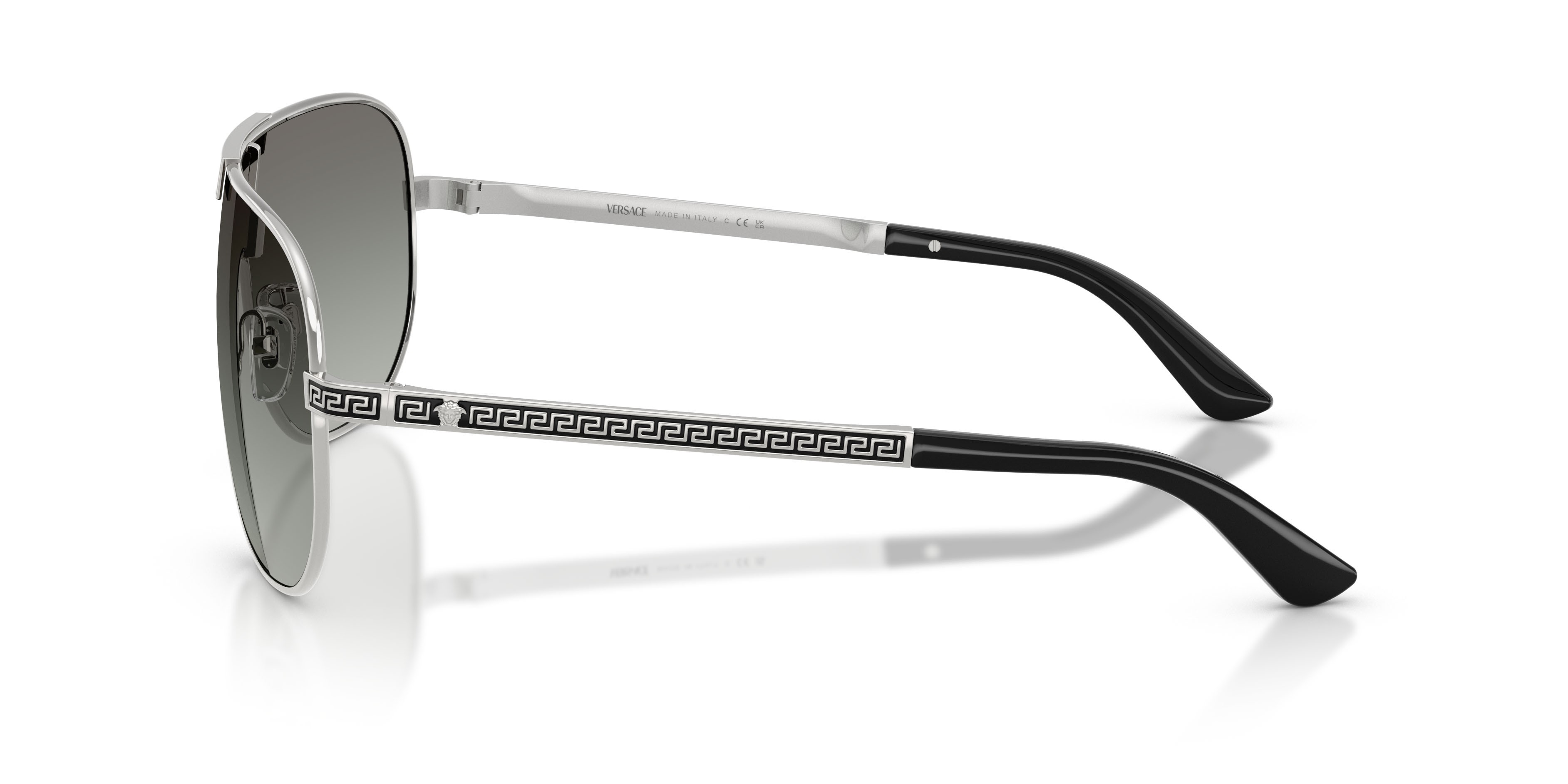 Sunglasses Versace VE 2293 (100011) color argento shape irregular lenses sfumato grigio