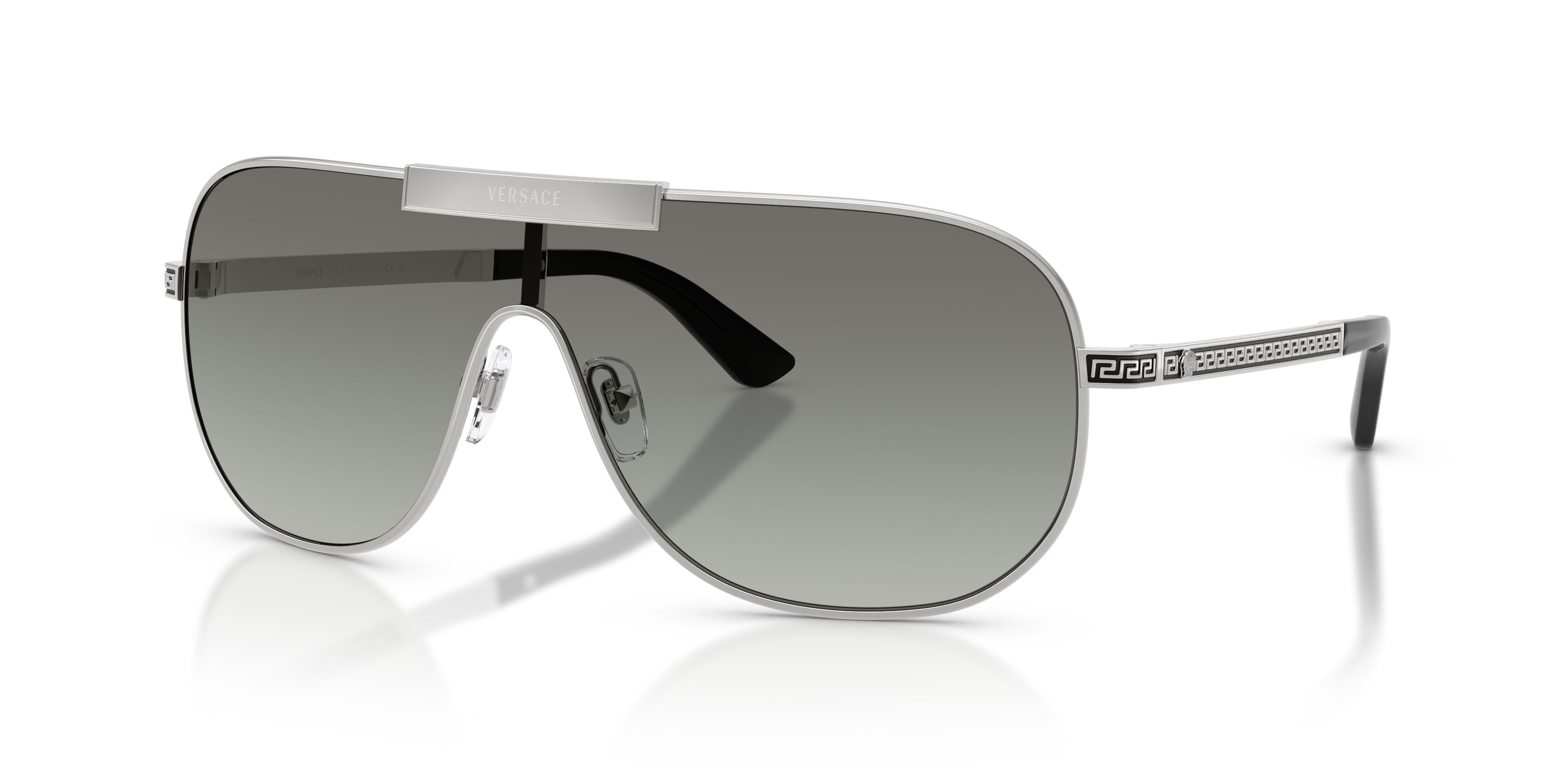 Sunglasses Versace VE 2293 (100011) color argento shape irregular lenses sfumato grigio