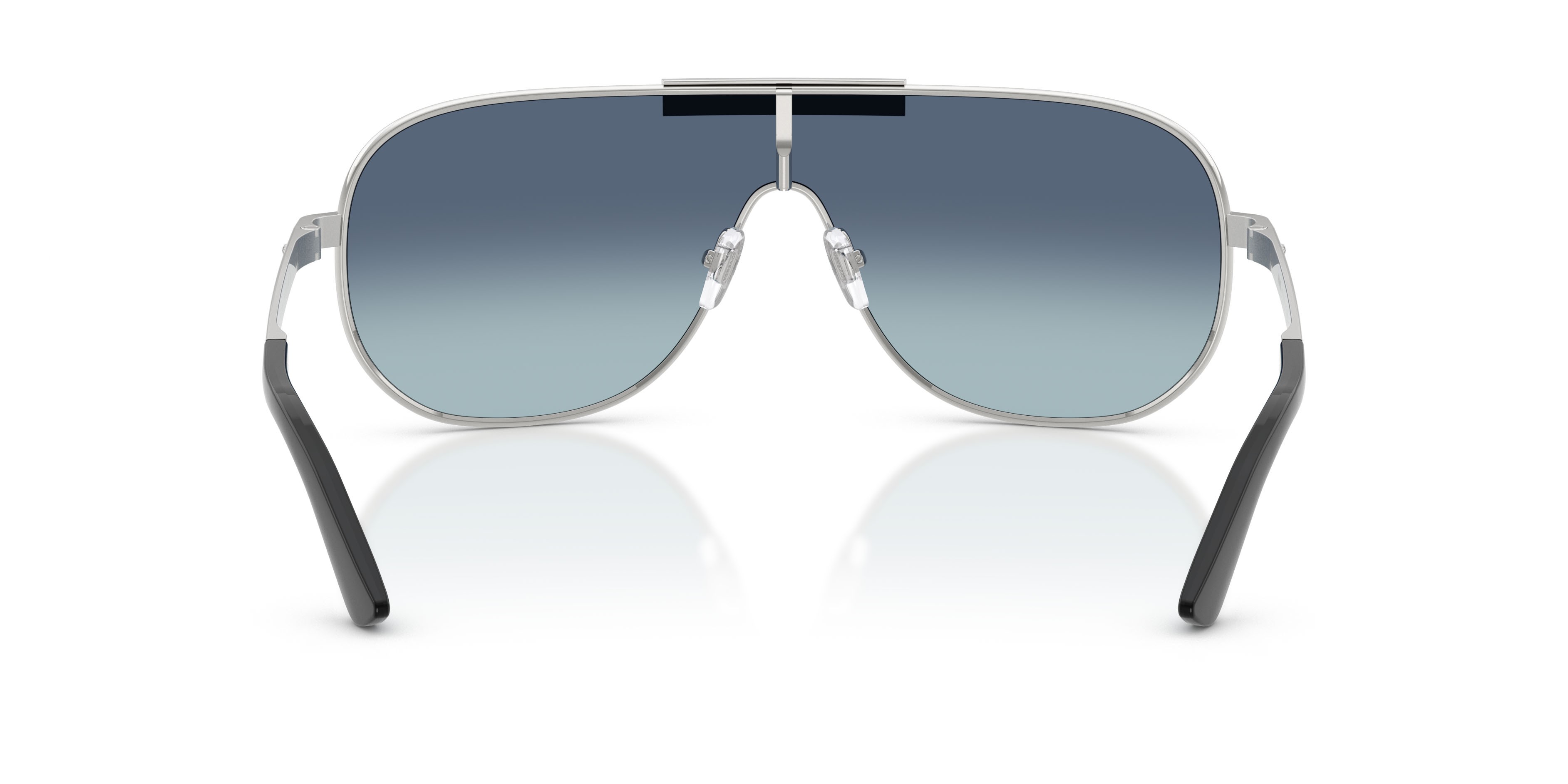 Occhiali da sole Versace VE 2293 (100019) colore argento forma irregolare lenti celeste sfumato blu scuro