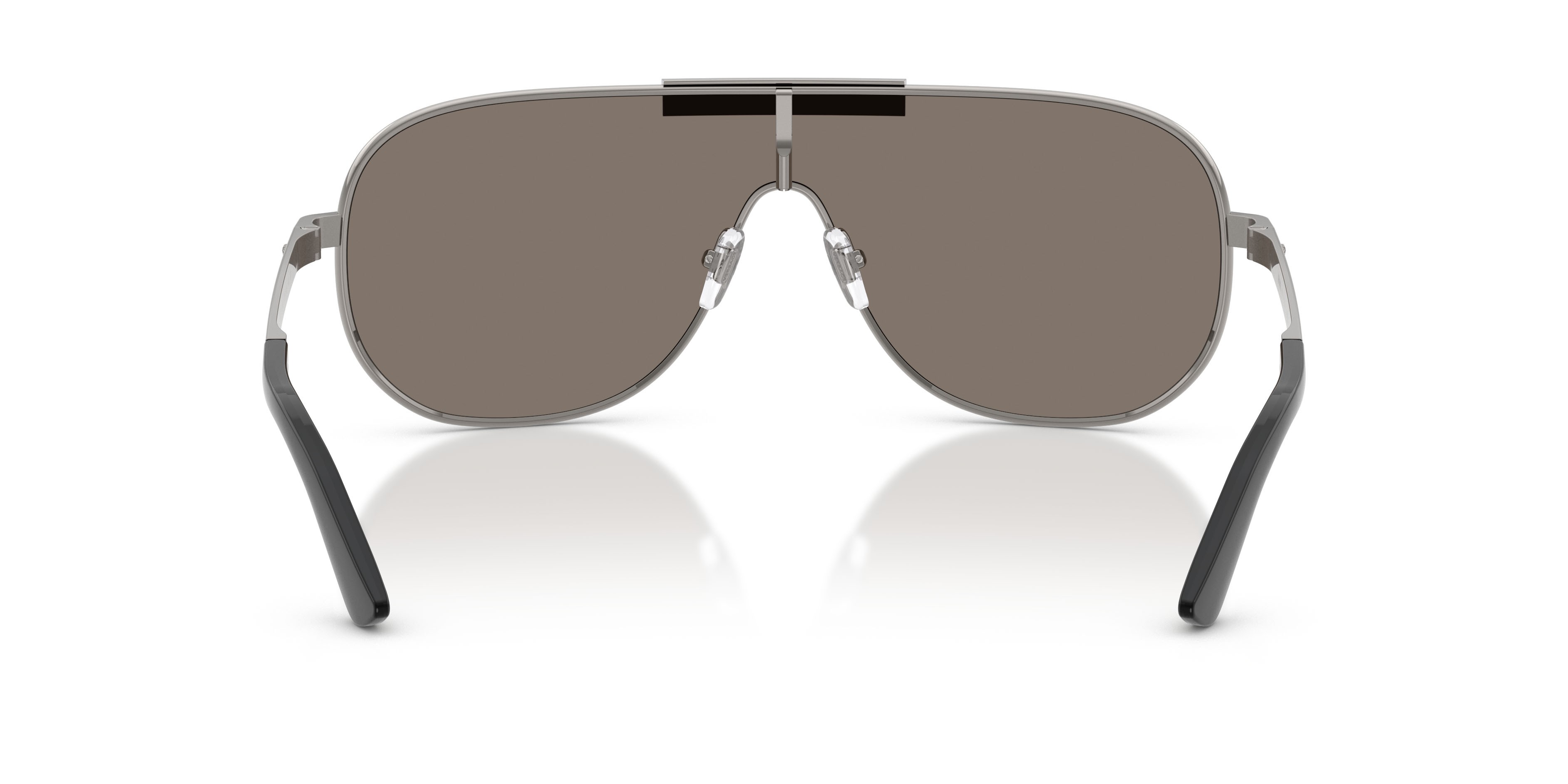 Occhiali da sole Versace VE 2293 (10016G) colore gunmetal forma irregolare lenti grigio chiaro specchiato argento