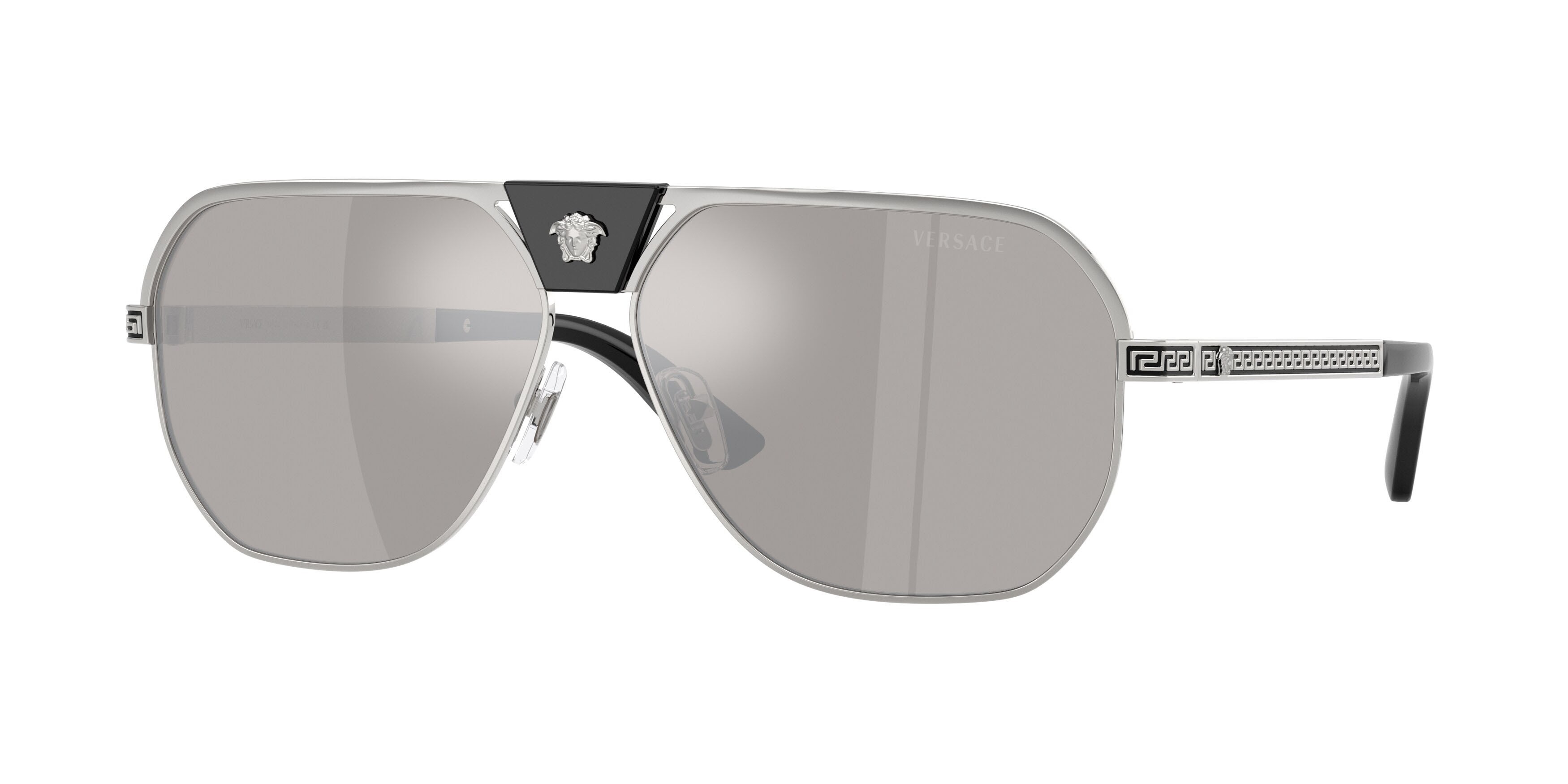 Occhiali da sole Versace VE 2294 (10006G) colore argento forma quadrato lenti grigio chiaro specchiato argento