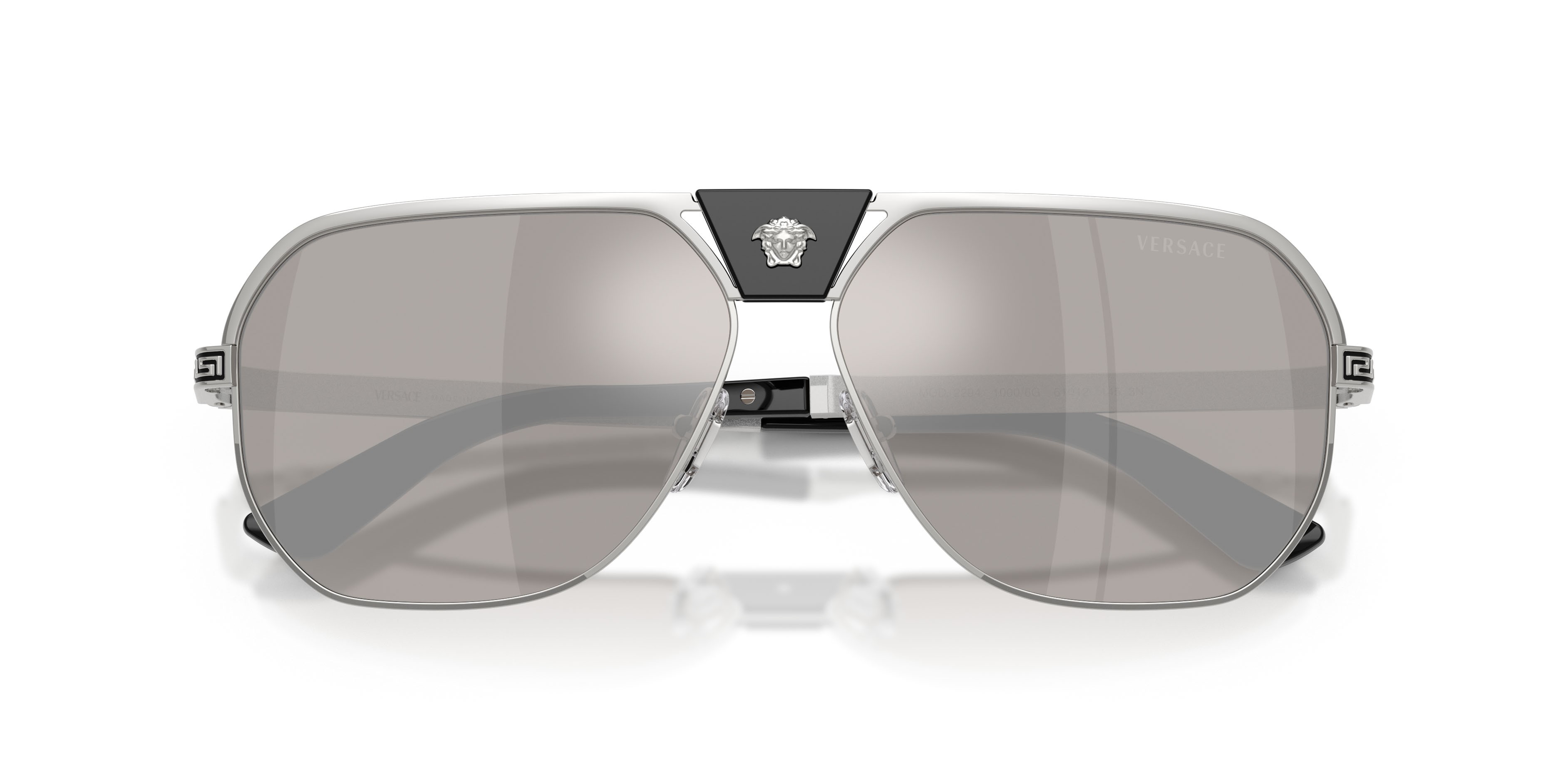 Occhiali da sole Versace VE 2294 (10006G) colore argento forma quadrato lenti grigio chiaro specchiato argento