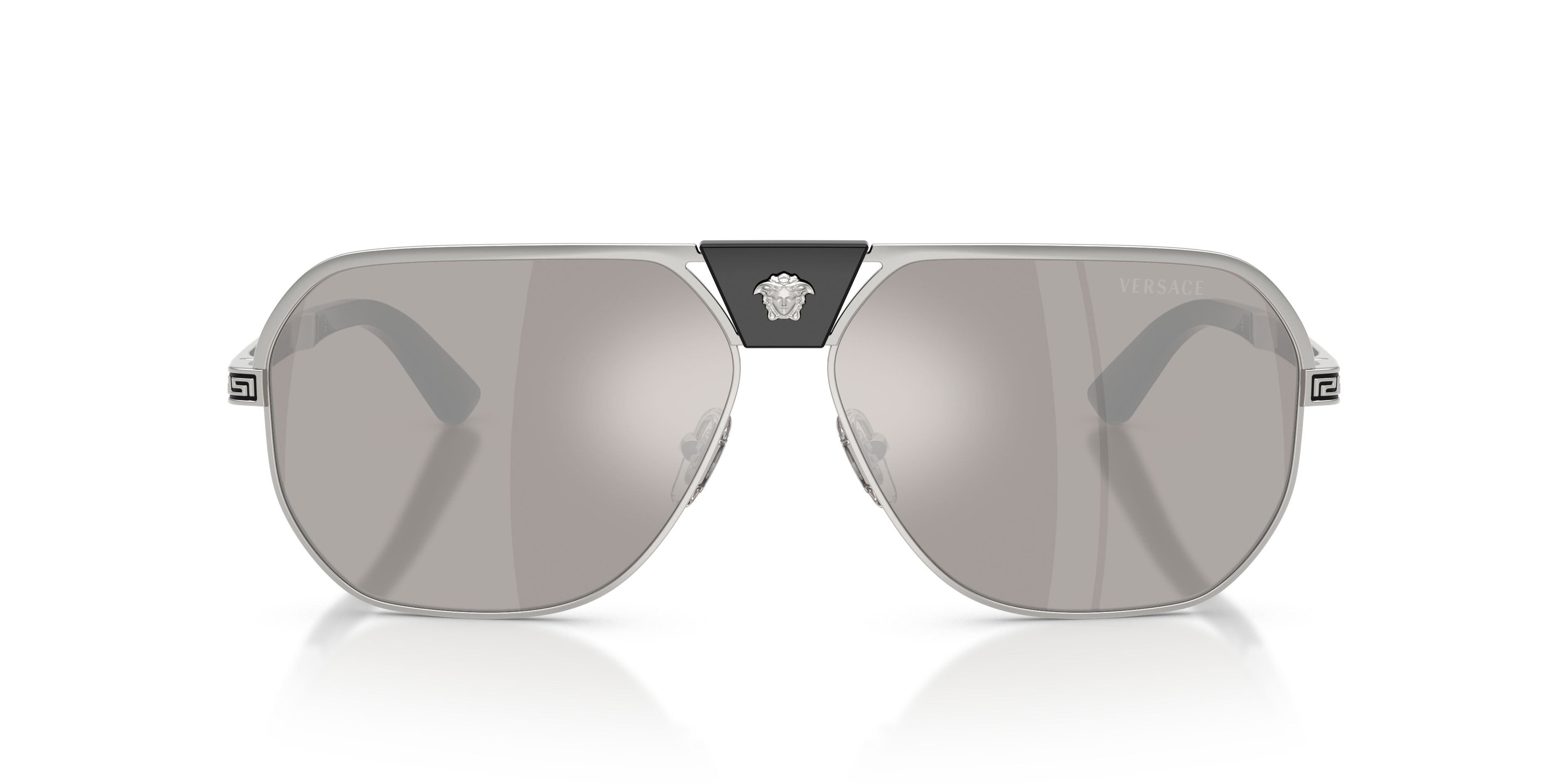 Occhiali da sole Versace VE 2294 (10006G) colore argento forma quadrato lenti grigio chiaro specchiato argento