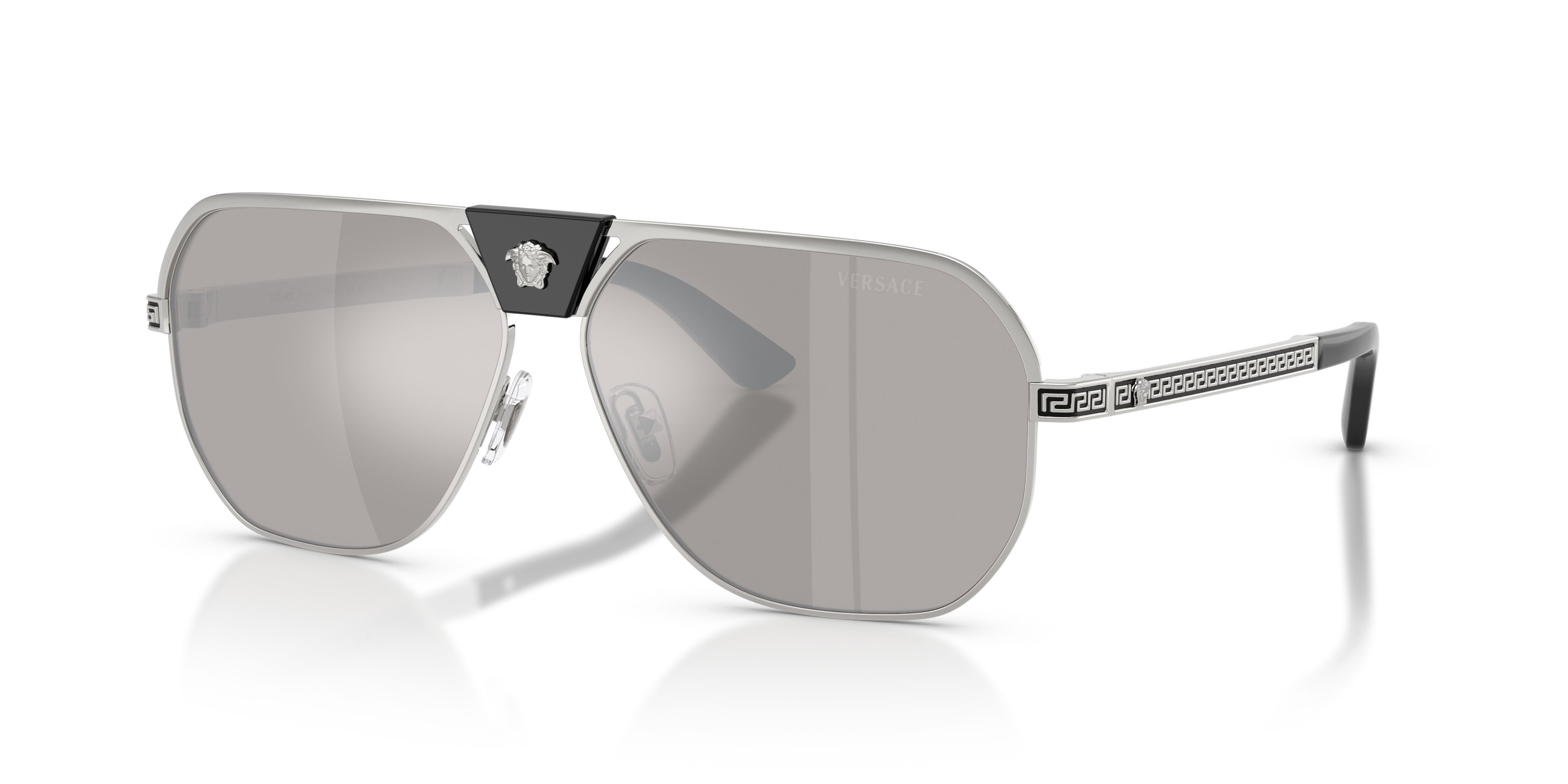 Occhiali da sole Versace VE 2294 (10006G) colore argento forma quadrato lenti grigio chiaro specchiato argento