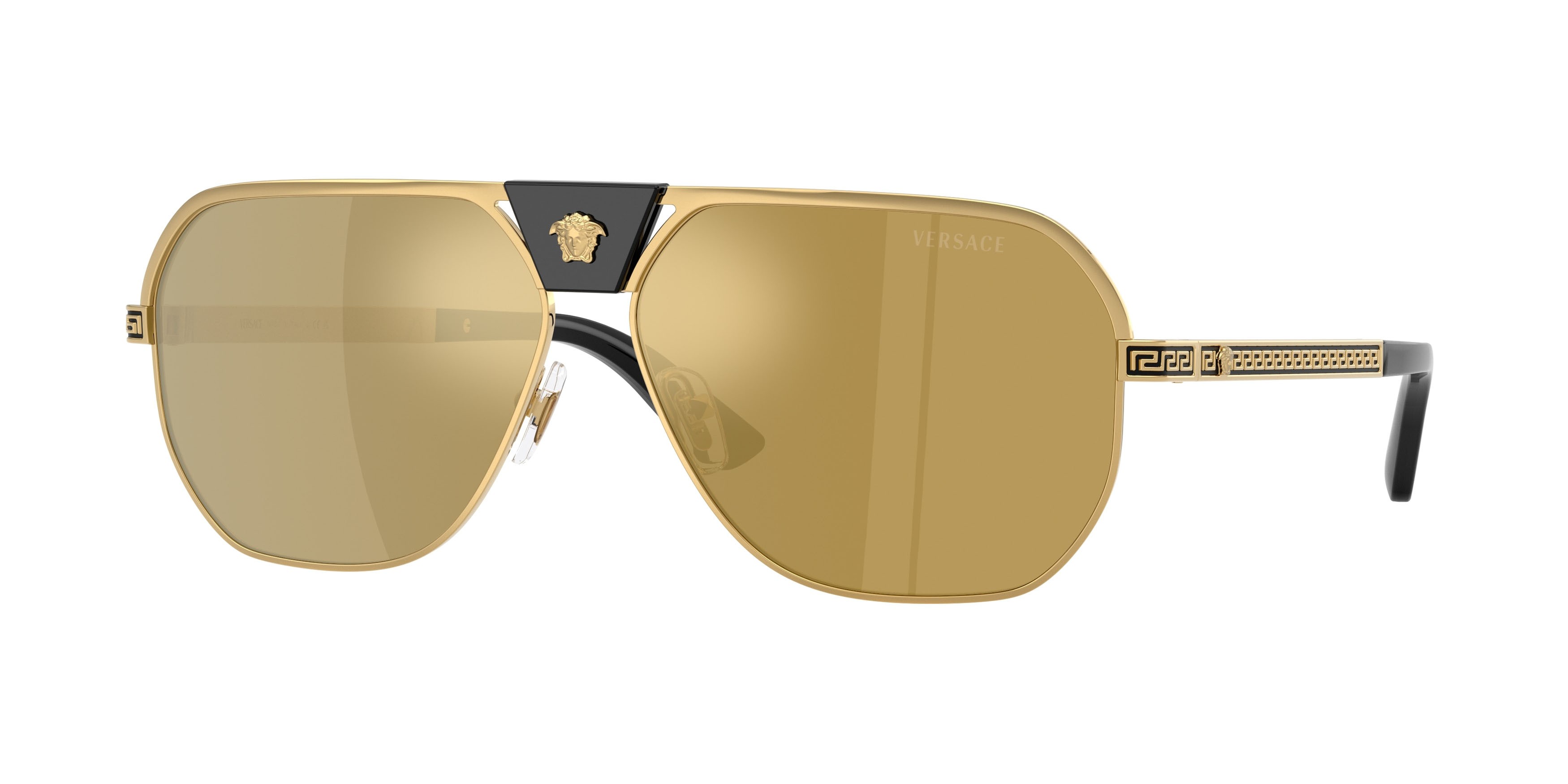 Occhiali da sole Versace VE 2294 (10025A) colore oro forma quadrato lenti marrone specchiato oro