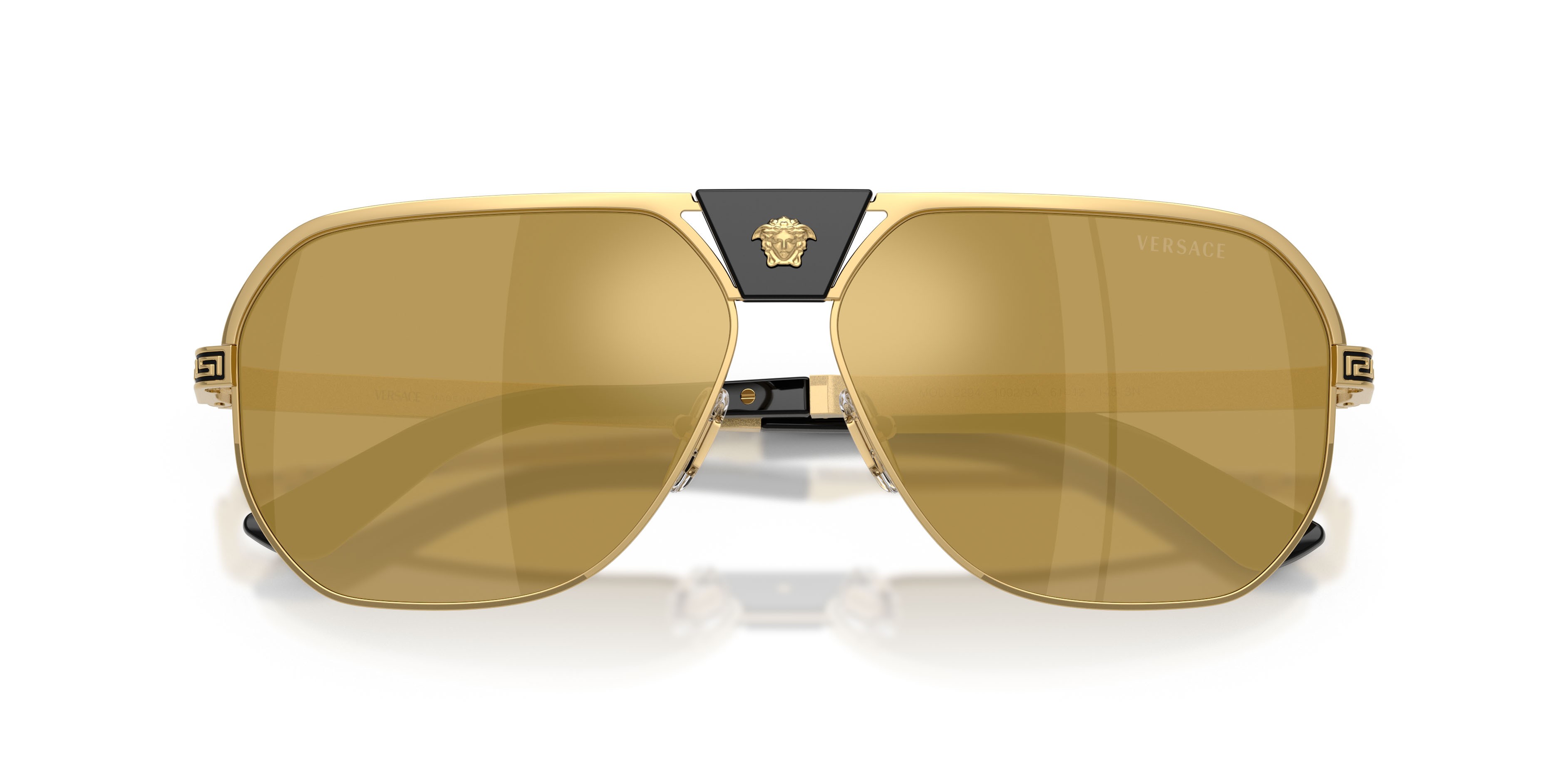 Occhiali da sole Versace VE 2294 (10025A) colore oro forma quadrato lenti marrone specchiato oro