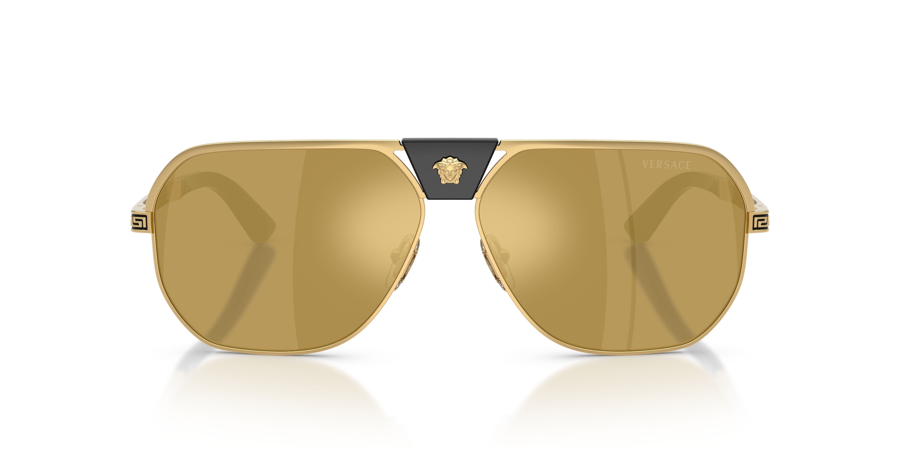 Occhiali da sole Versace VE 2294 (10025A) colore oro forma quadrato lenti marrone specchiato oro