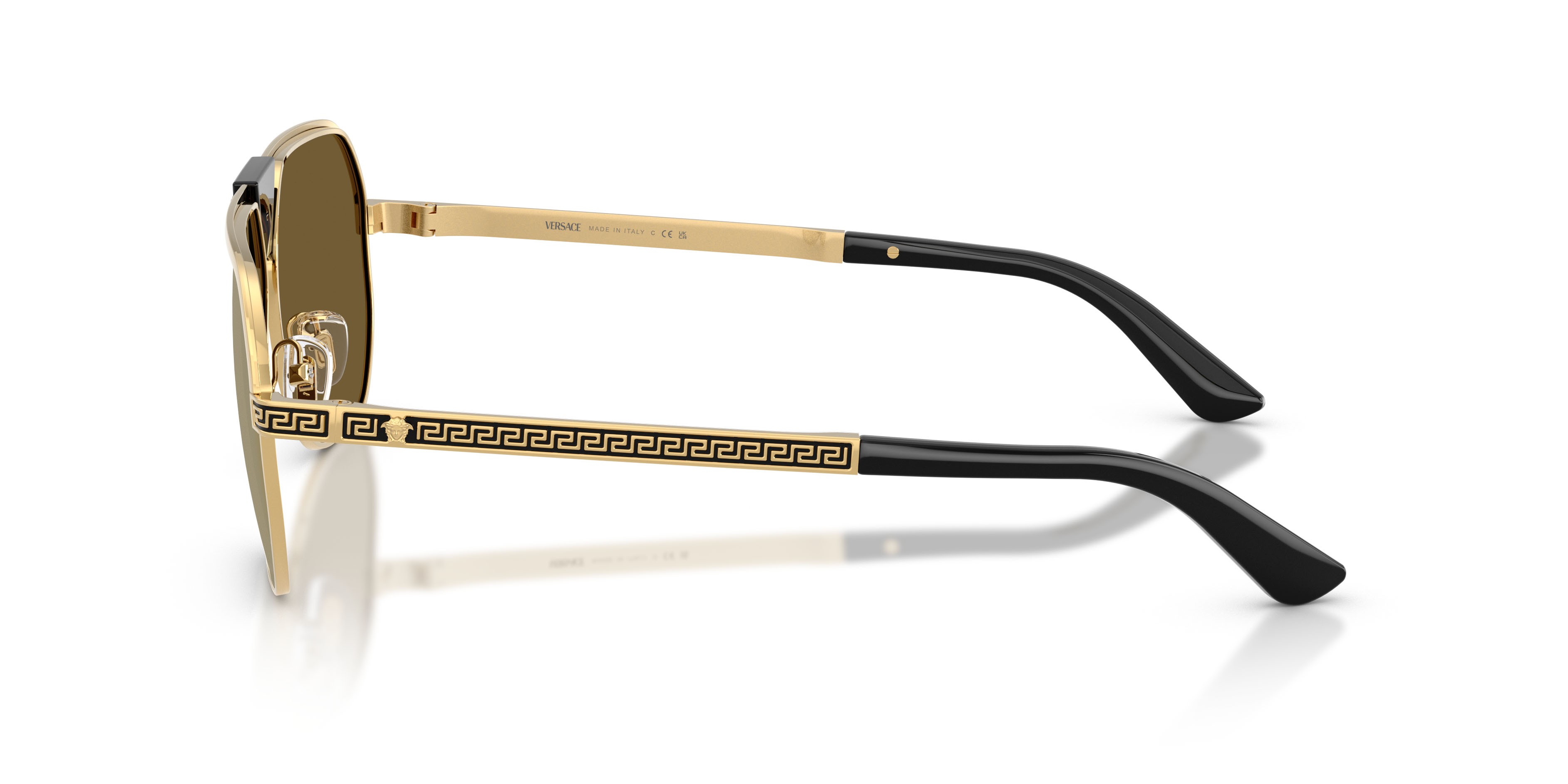 Occhiali da sole Versace VE 2294 (10025A) colore oro forma quadrato lenti marrone specchiato oro