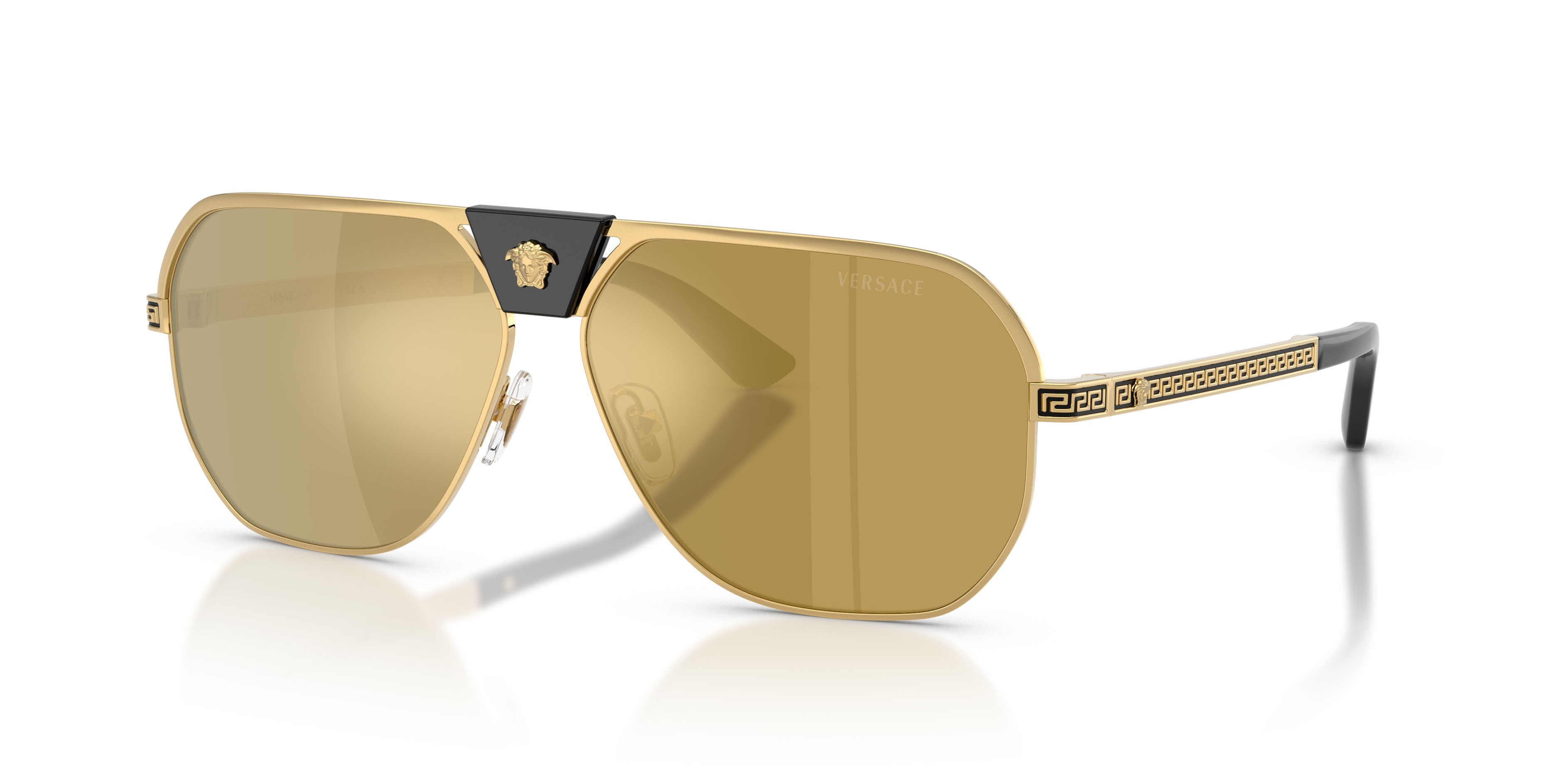 Occhiali da sole Versace VE 2294 (10025A) colore oro forma quadrato lenti marrone specchiato oro