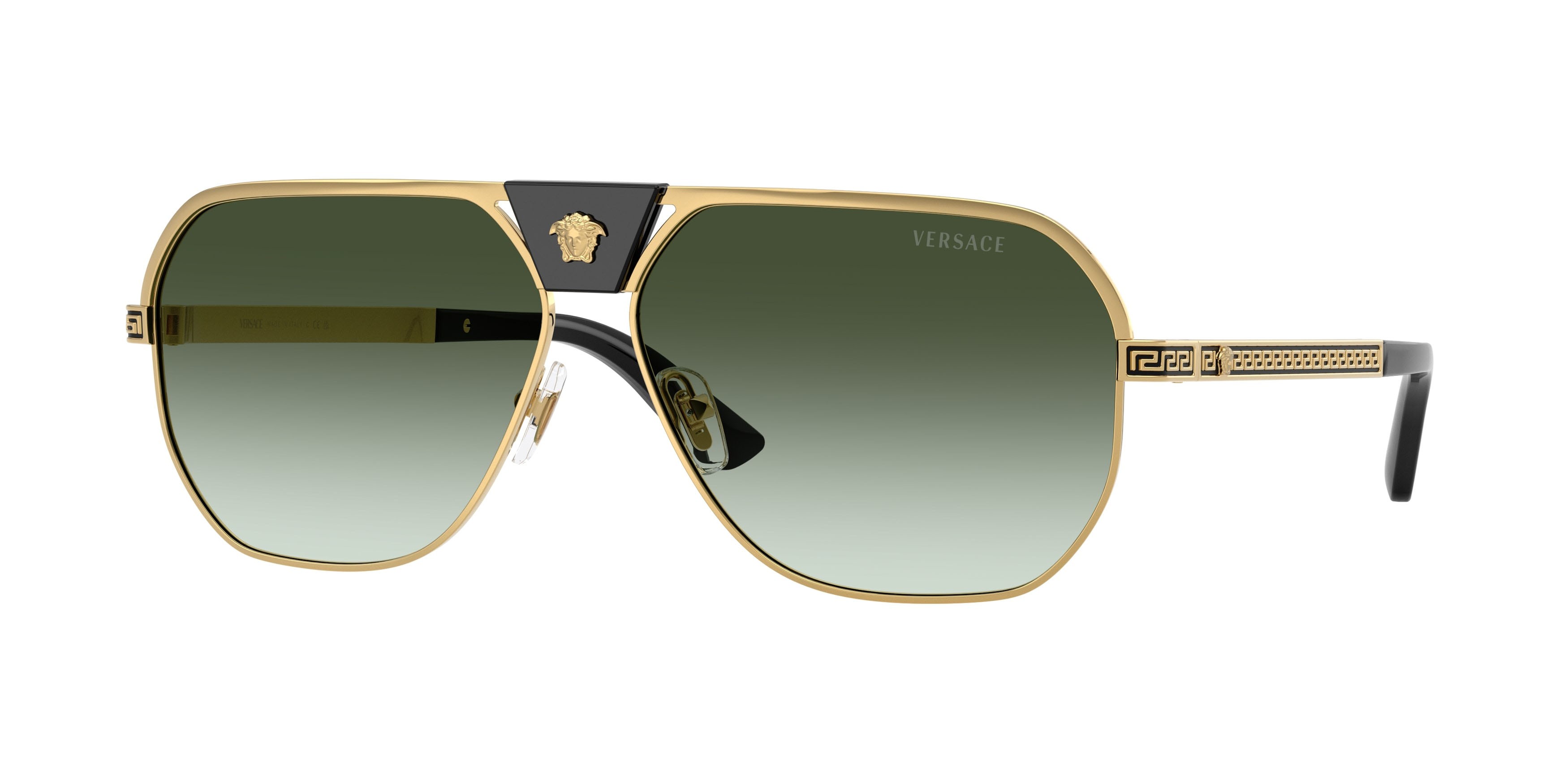 Occhiali da sole Versace VE 2294 (10028E) colore oro forma quadrato lenti verde sfumato