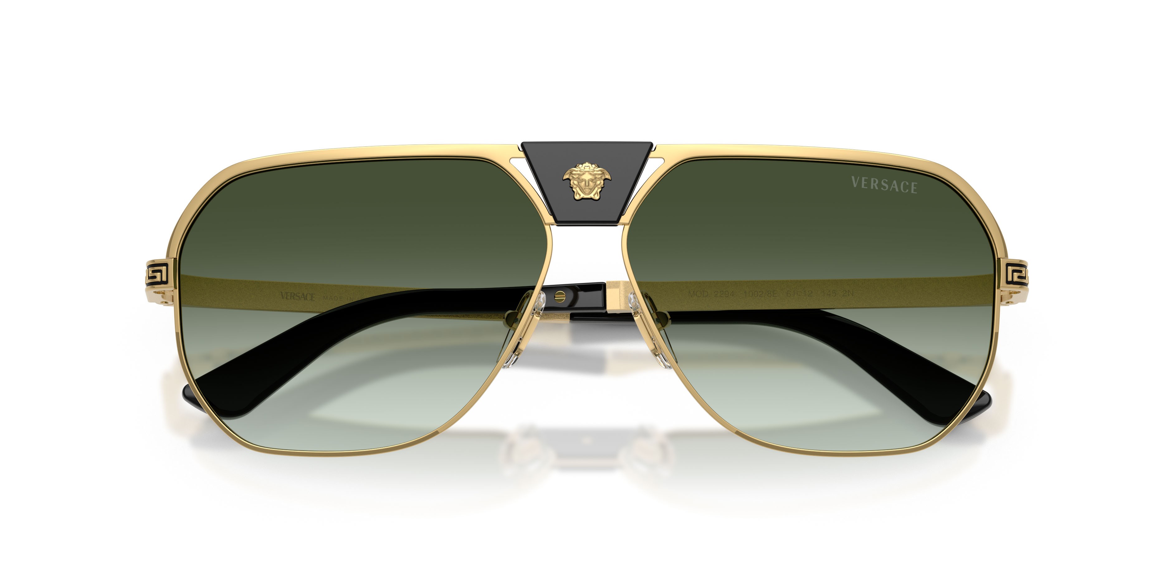 Occhiali da sole Versace VE 2294 (10028E) colore oro forma quadrato lenti verde sfumato