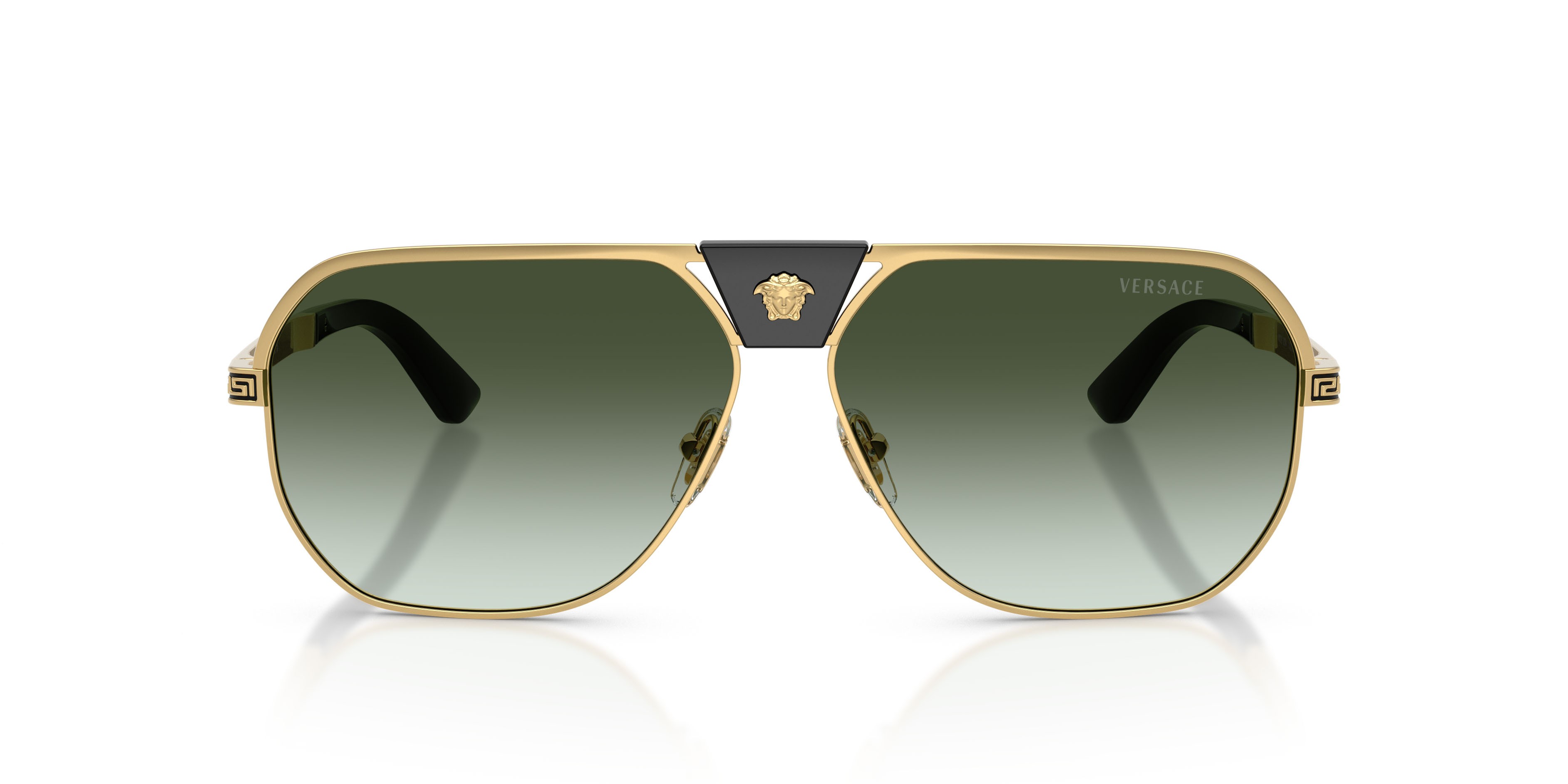 Occhiali da sole Versace VE 2294 (10028E) colore oro forma quadrato lenti verde sfumato