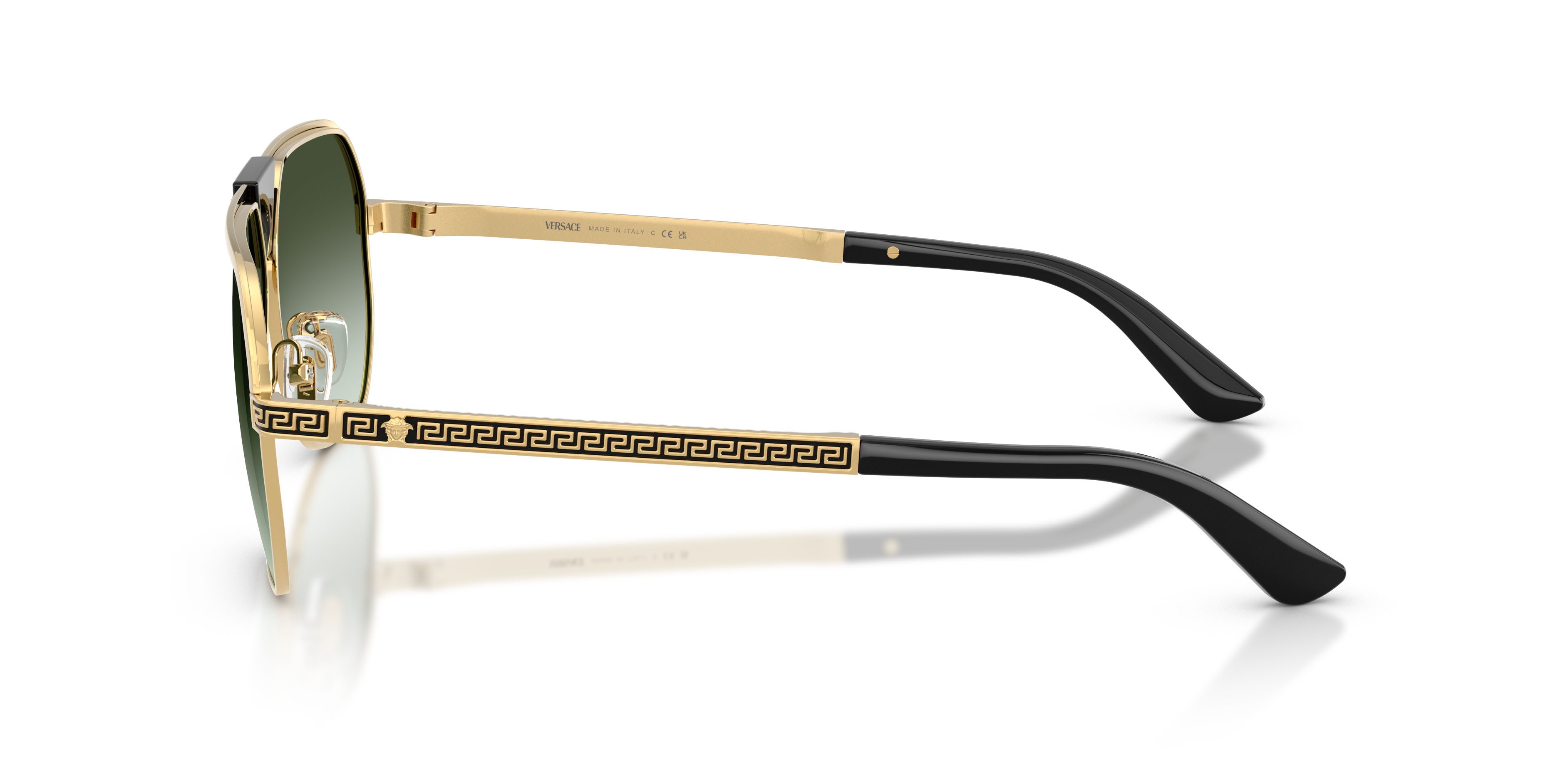 Occhiali da sole Versace VE 2294 (10028E) colore oro forma quadrato lenti verde sfumato