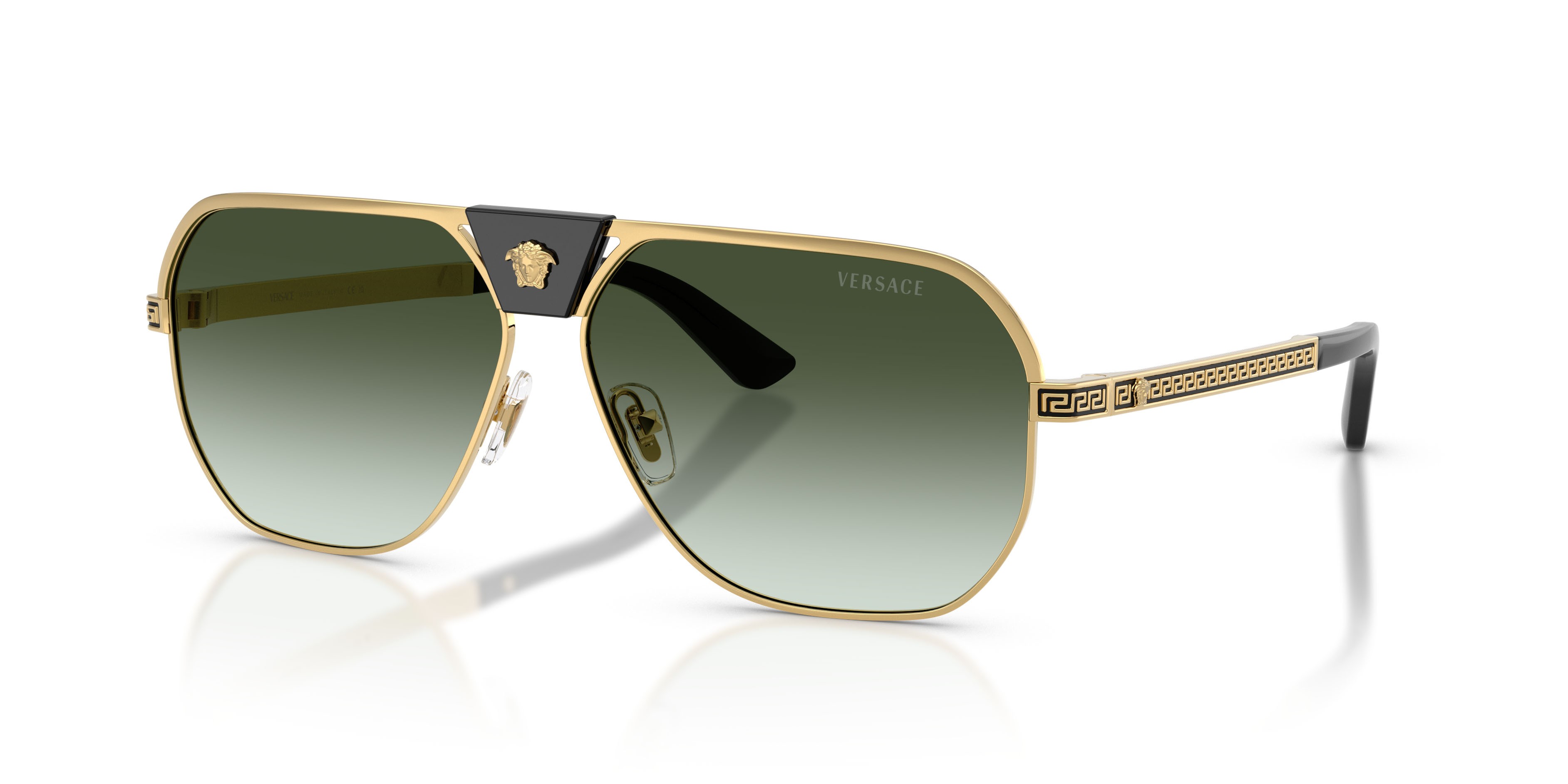 Occhiali da sole Versace VE 2294 (10028E) colore oro forma quadrato lenti verde sfumato