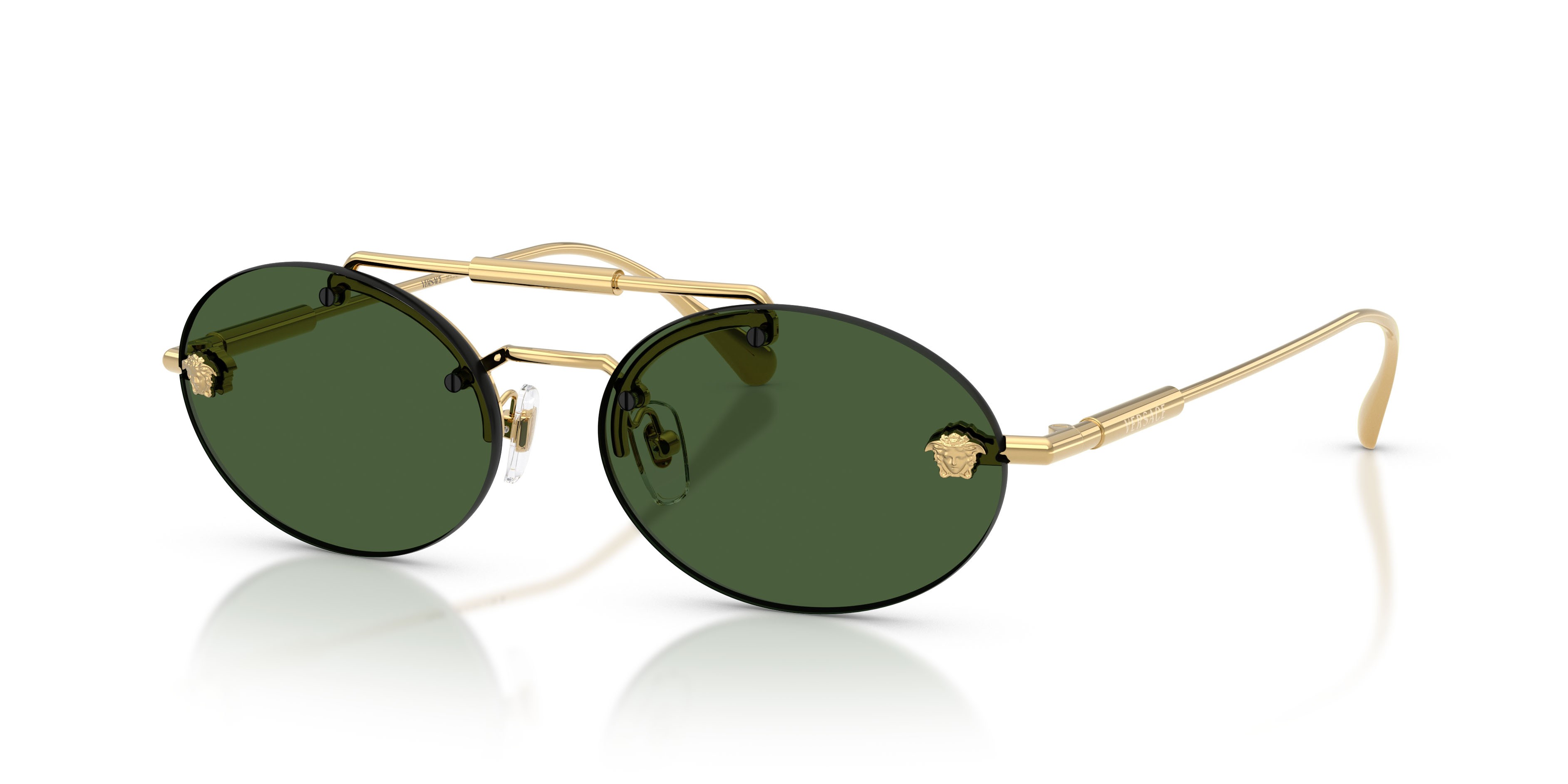 Occhiali da sole Versace VE 2295 (100271) colore oro forma ovale lenti verde scuro
