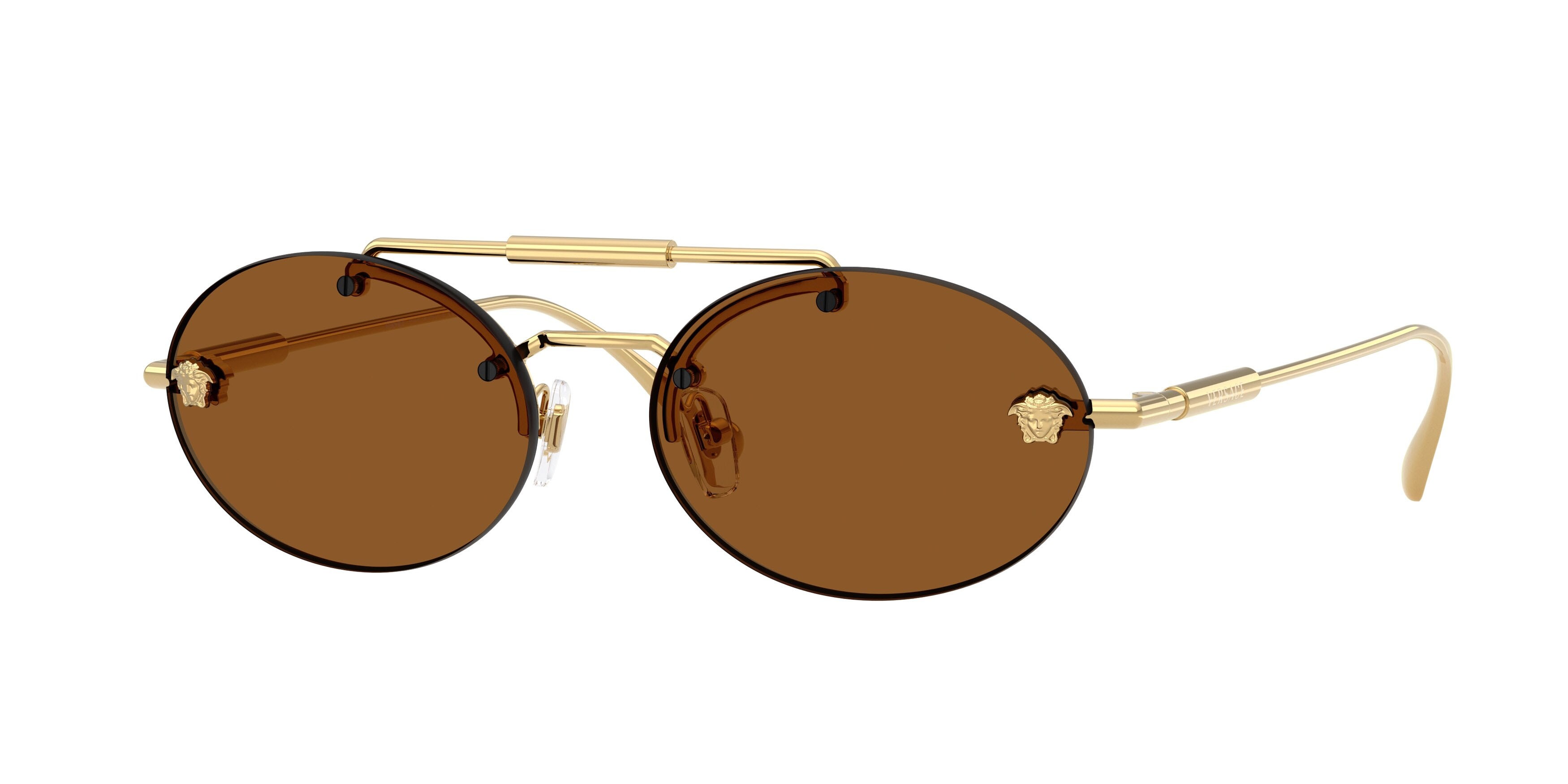 Occhiali da sole Versace VE 2295 (100273) colore oro forma ovale lenti marrone scuro